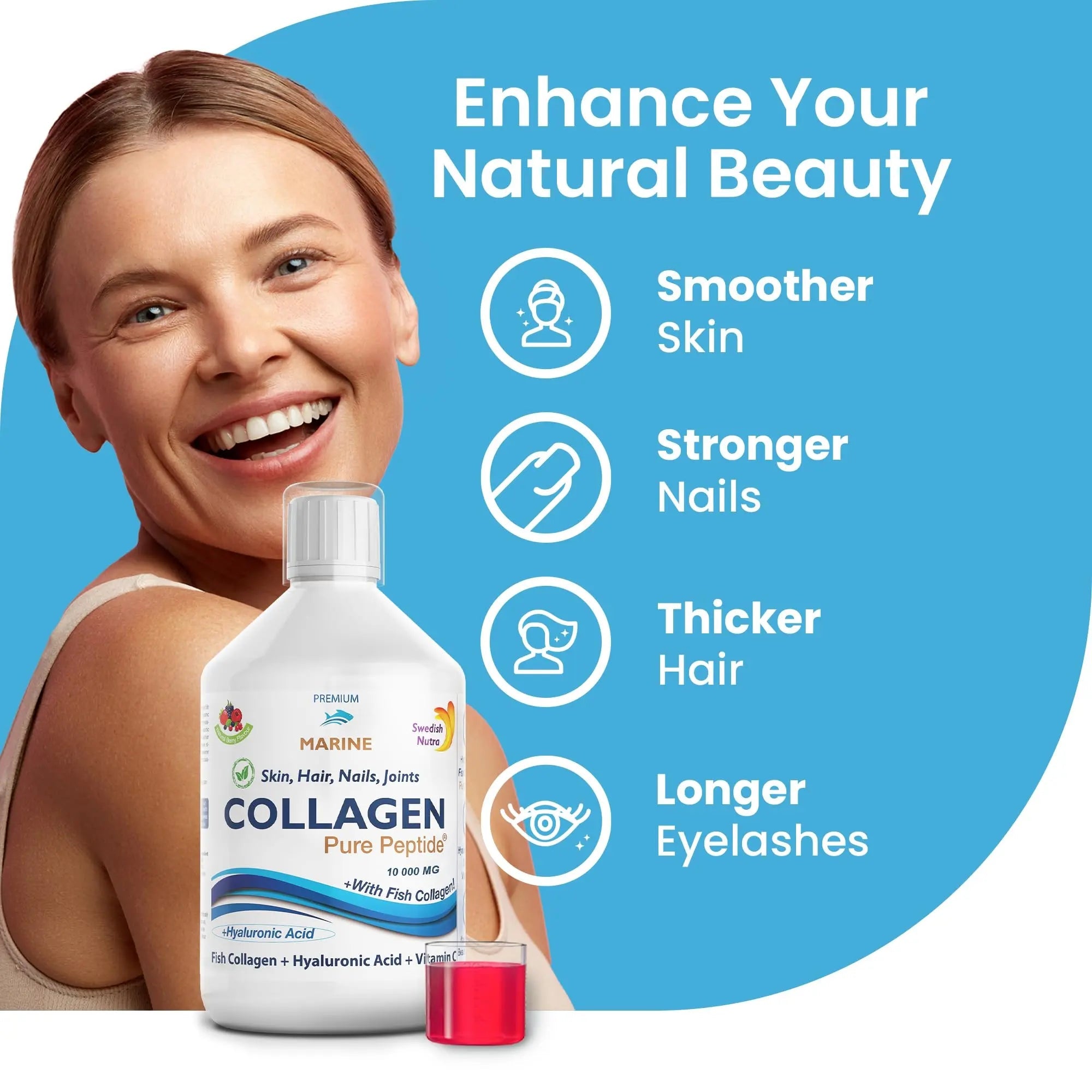 Marine Liquid Collagen 10000mg 500 ml I Pure Hydrolyzed Collagen Peptides Swedish Nutra Au supplements