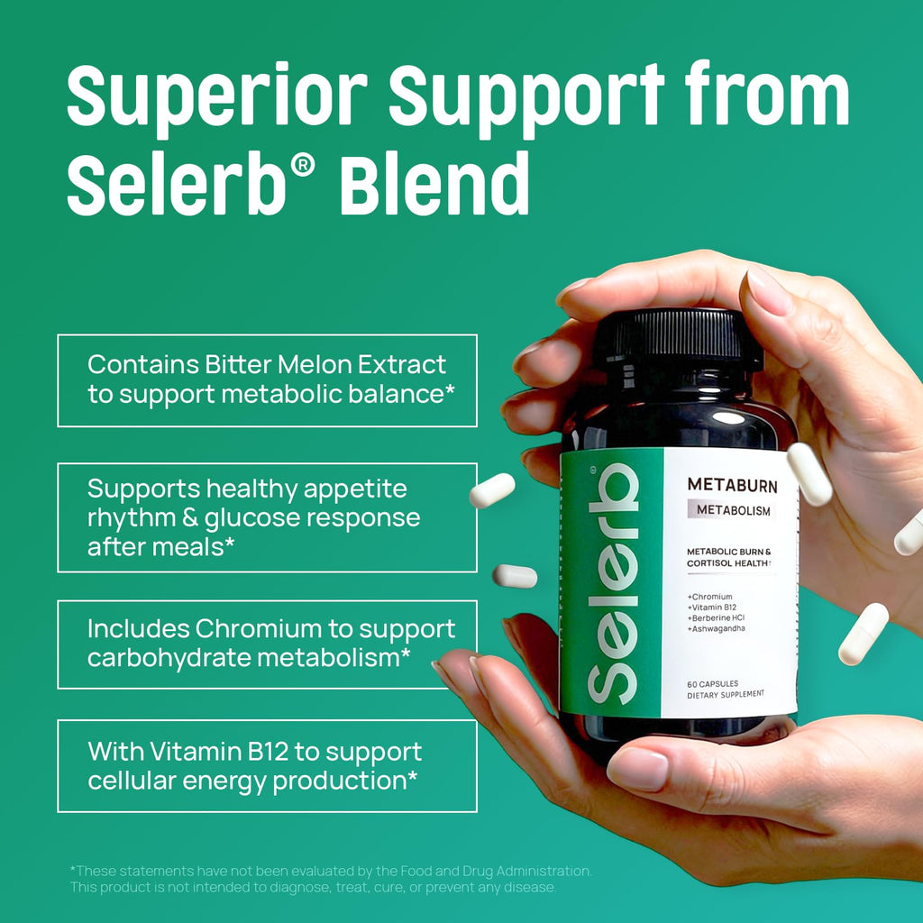 Selerb Metaburn Weight Loss Pills for Women & Men - Appetite Suppressant & Fat Burner, Metabolism Support Weight Loss Supplement with Berberine