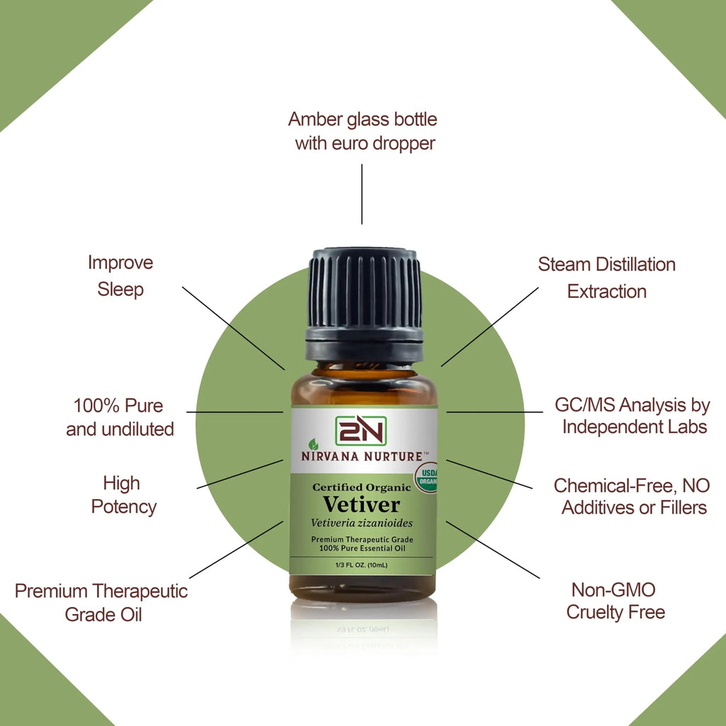 Nirvana Nurture Vetiver Essential Oil USDA Certified Organic 100% Pure Premium Therapeutic Grade Nirvana Nurture Au supplements