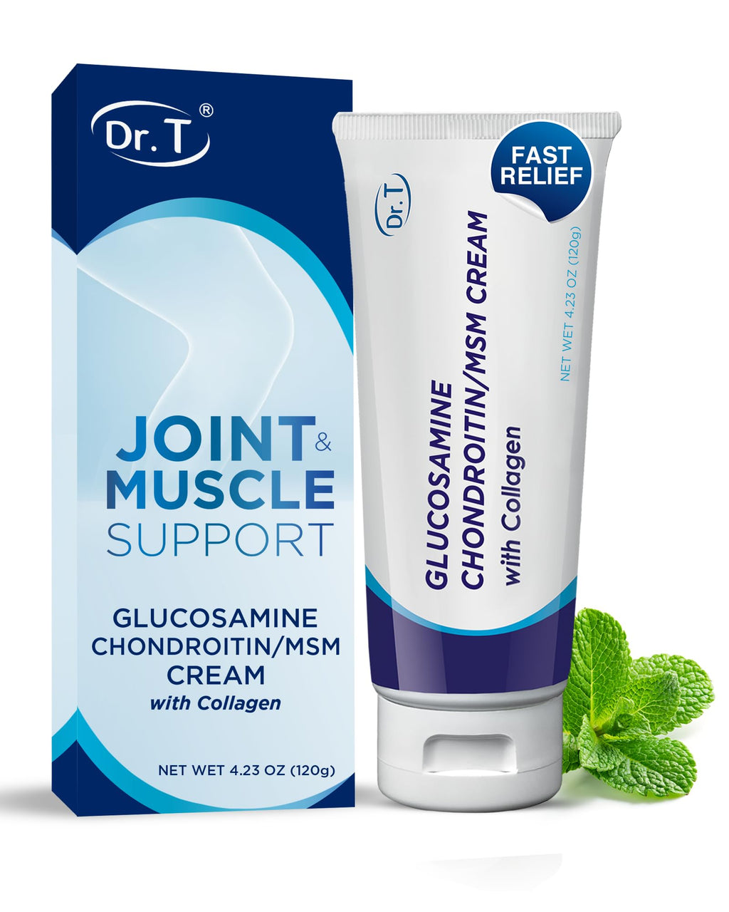Dr. T Glucosamine Chondroitin Cream - Premium Formula with MSM and Collagen for Joint and Muscle Discomfort - Maintains Joint Strength, Flexibility & Muscle Mobility - 4.23 oz / 120g (1 Pack) Dr. T Au supplements