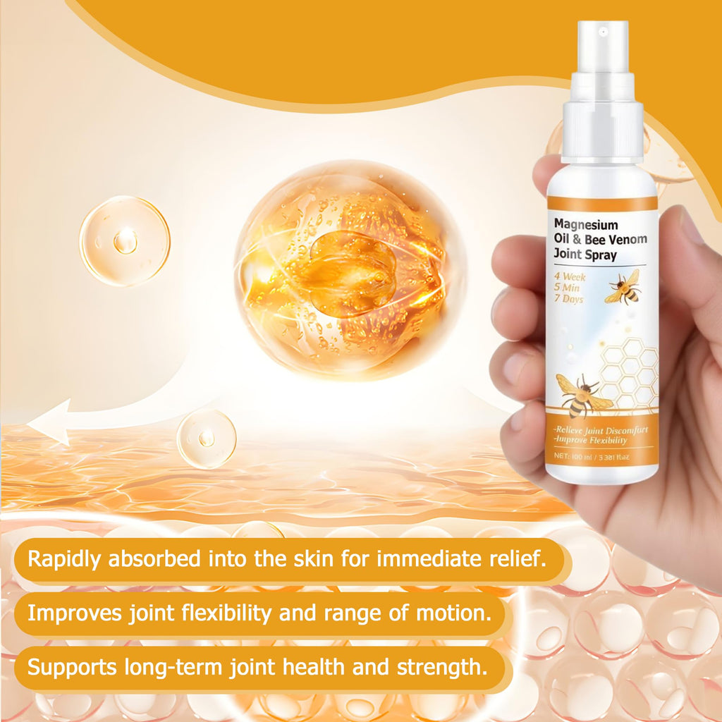 Loicwoo Magnesium Oil & Bee Venom Joint Spray, Magnesium Spray, Magnesium Joint Sprays for Relax Muscle Joints, Bee Venom Sprays for Back, Knee, Hands, Neck (1 PCS,100ML) Loicwoo Au supplements