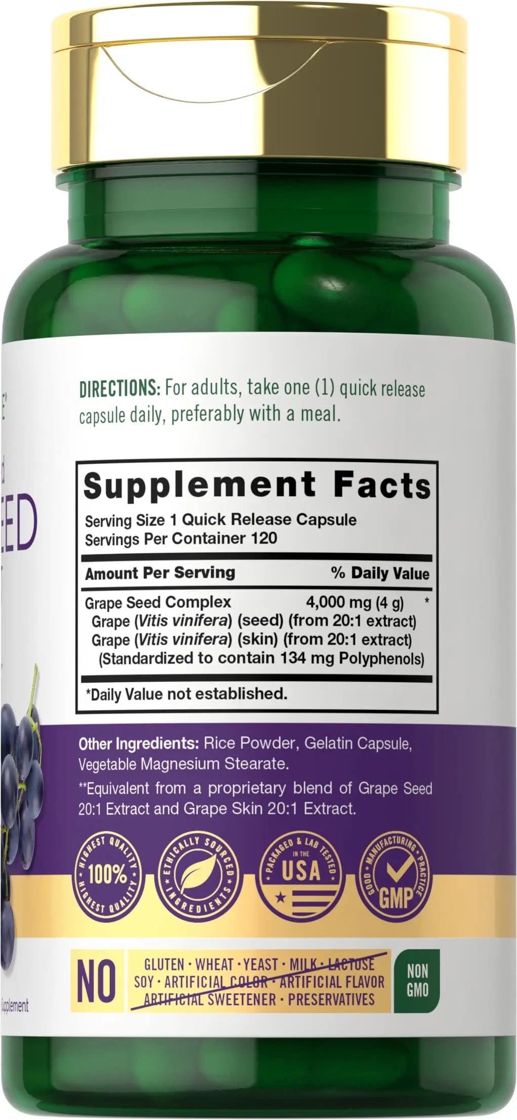 Carlyle Grape Seed Extract 4,000mg | 120 Quick Release Capsules | Standardized Extract Carlyle Au supplements