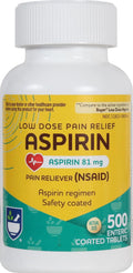 Rite Aid Aspirin Enteric Tablets - 81 mg Aspirin - 500 Count - Low-Dose for Headache Relief - Safety Coated - Aspirin Regimen - Migraine Medicine - Pain Relief Rite Aid Au supplements