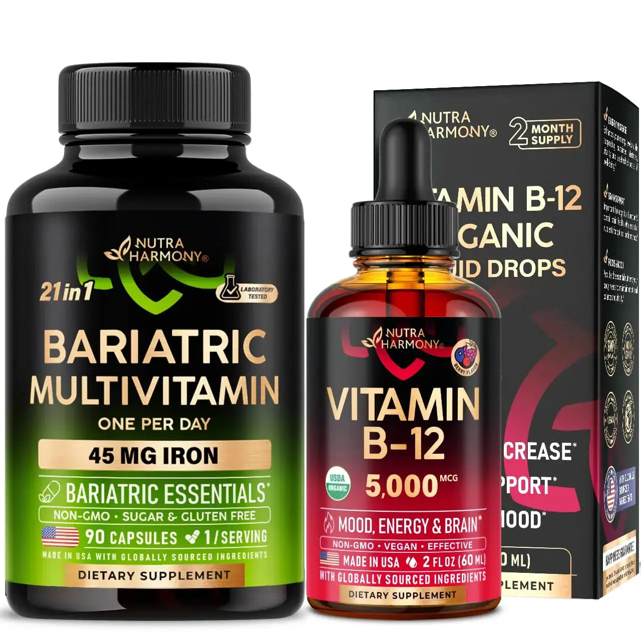 Bariatric Multivitamin Capsules & Organic Vitamin B12 Drops NUTRAHARMONY Au supplements