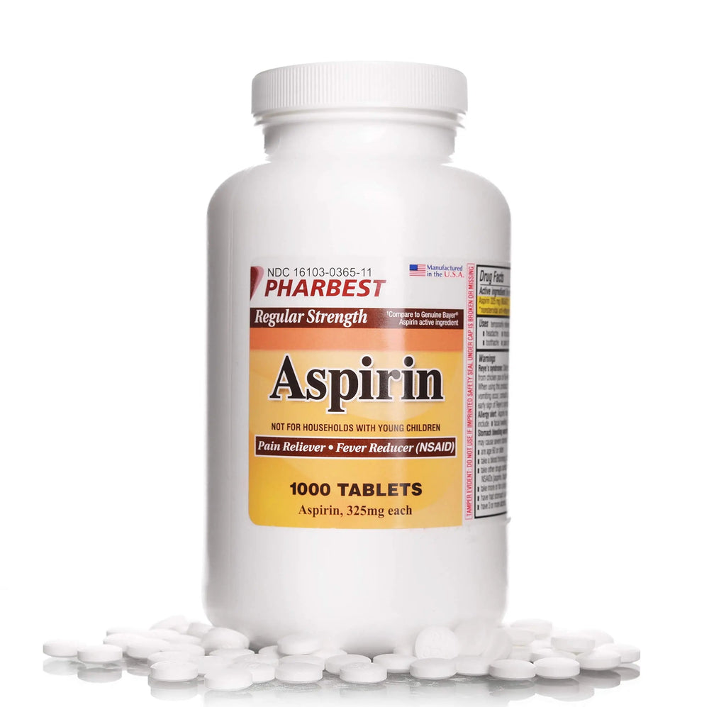PHARBEST Aspirin 325 mg | Regular Strength | 1000 Count Uncoated Tablets PHARBEST Au supplements