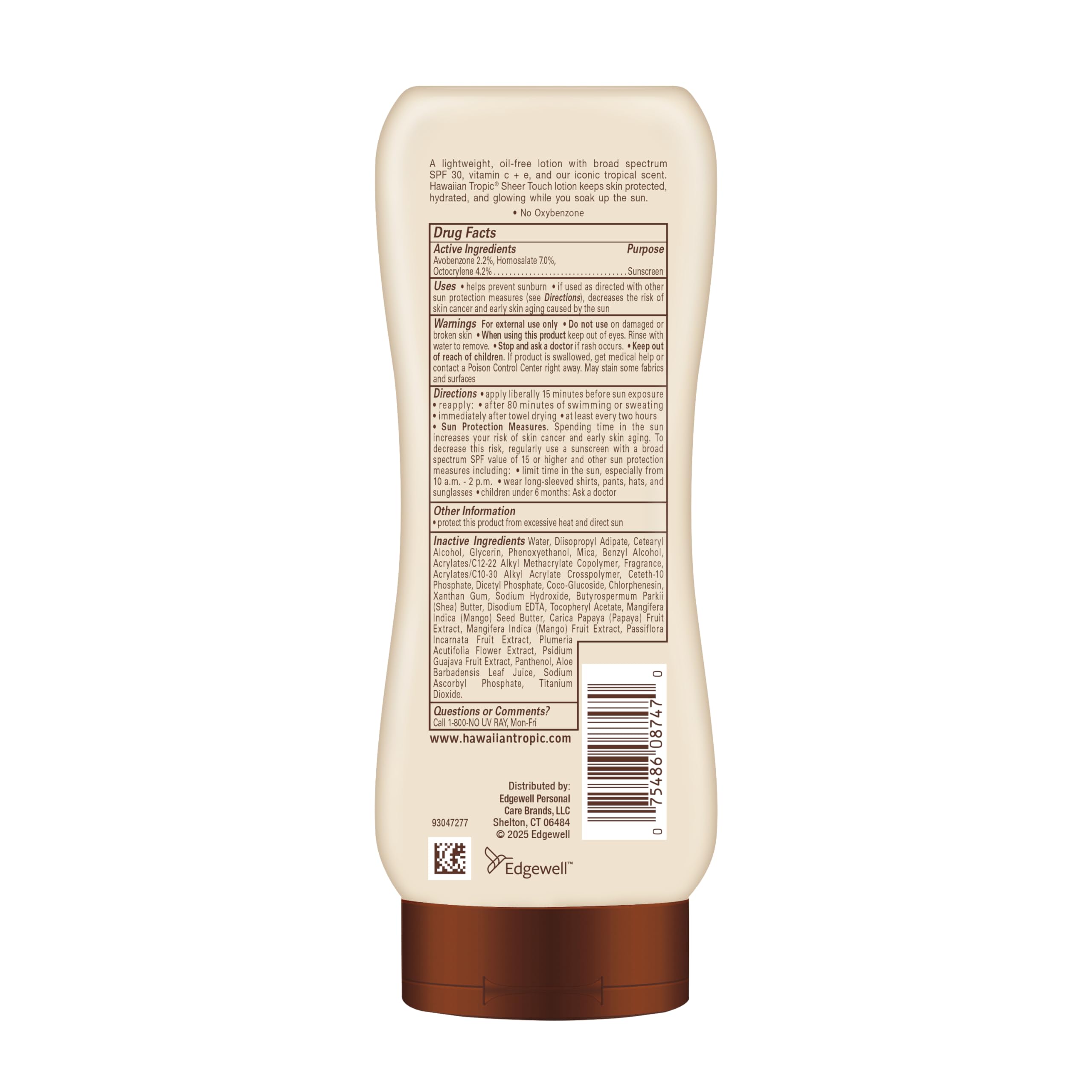 Hawaiian Tropic Sheer Touch Lotion Sunscreen, Moisturizing Broad-Spectrum Protection, SPF 30, Sun, Mango, 8 Oz