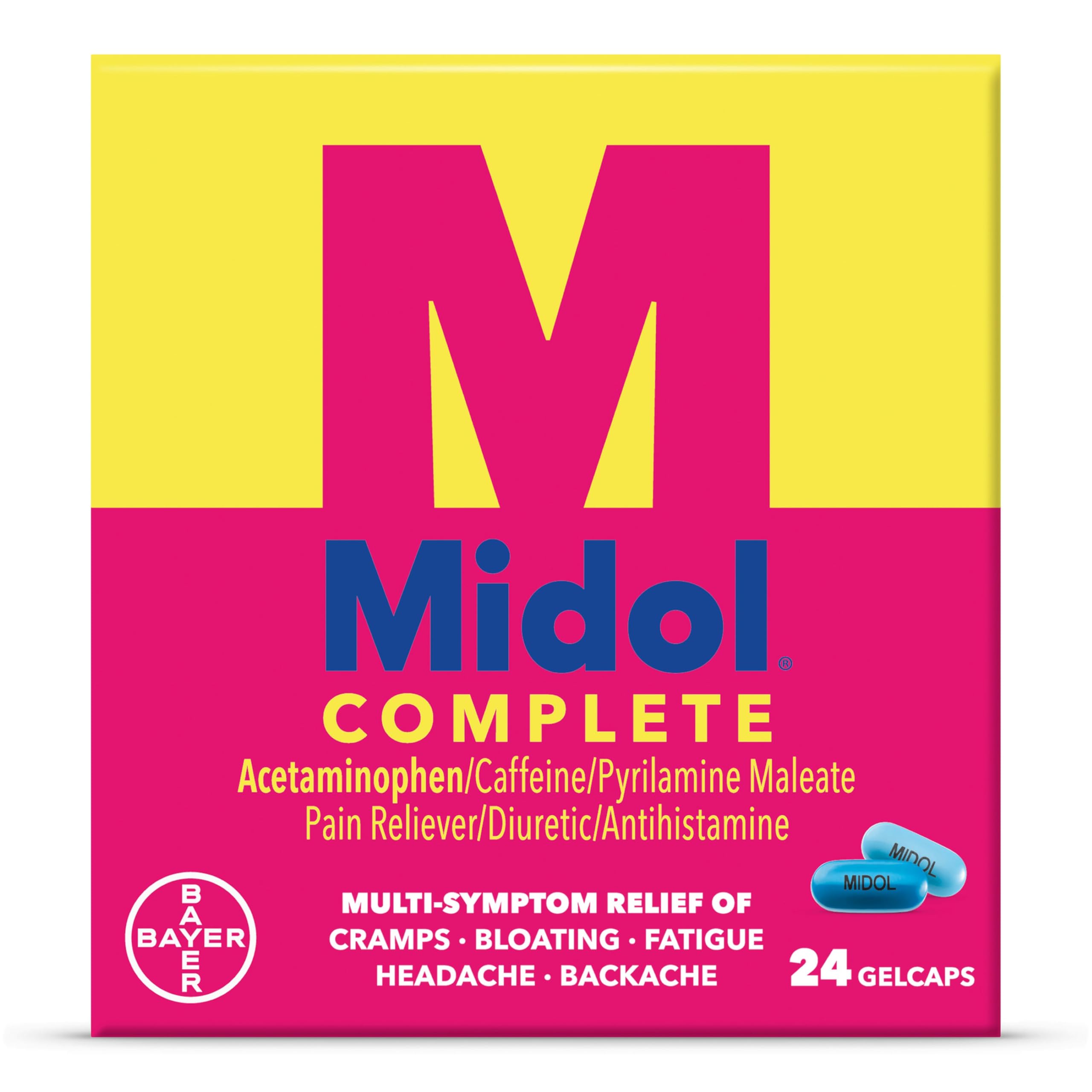 Midol Complete Gelcaps 24ct: Midol Complete Menstrual Pain Relief Gelcaps with Acetaminophen for Menstrual Symptom, PMS Relief, and Period Cramp Relief - 24 Count Midol Au supplements