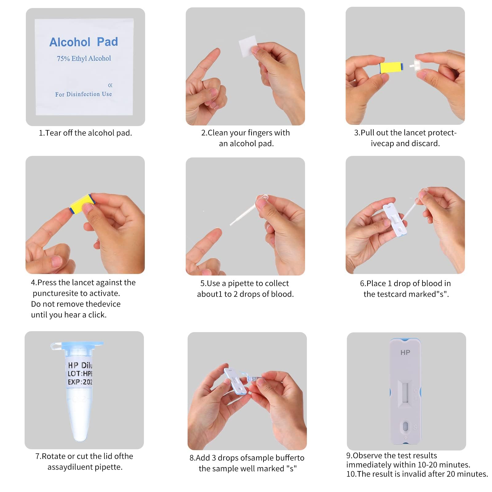 H. Pylori，Helicobacter Pylori Detection 2 Test kit, 10-15 Minutes of Quick Home Testing, The Result is Highly Accurate, Easy to use and Read Evuioas Au supplements