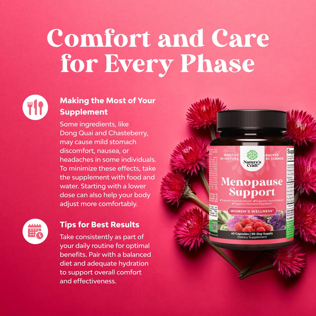 Complete Herbal Menopause Supplement for Women - Female Hormone Balance Capsules for Night Sweats Hot Flashes & Mood Swings with Dong Quai, Chaste Berry & Black Cohosh Root - 60 Count Natures Craft Au supplements
