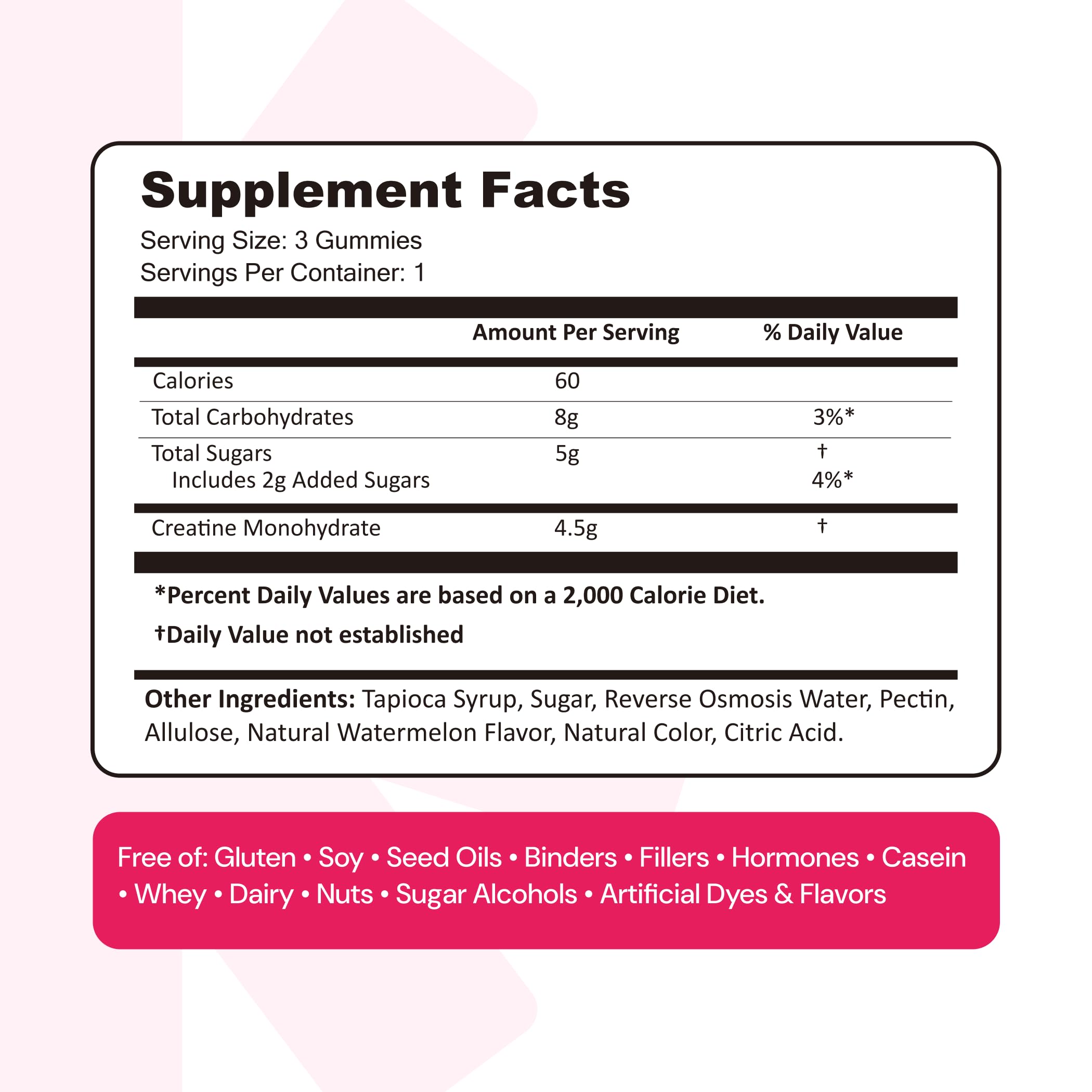 Create Creatine Monohydrate Gummies for Men & Women, Boost Focus, Strength, and Endurance, Anti-Melting Formula, Vegan, Gluten-Free, Non-GMO
