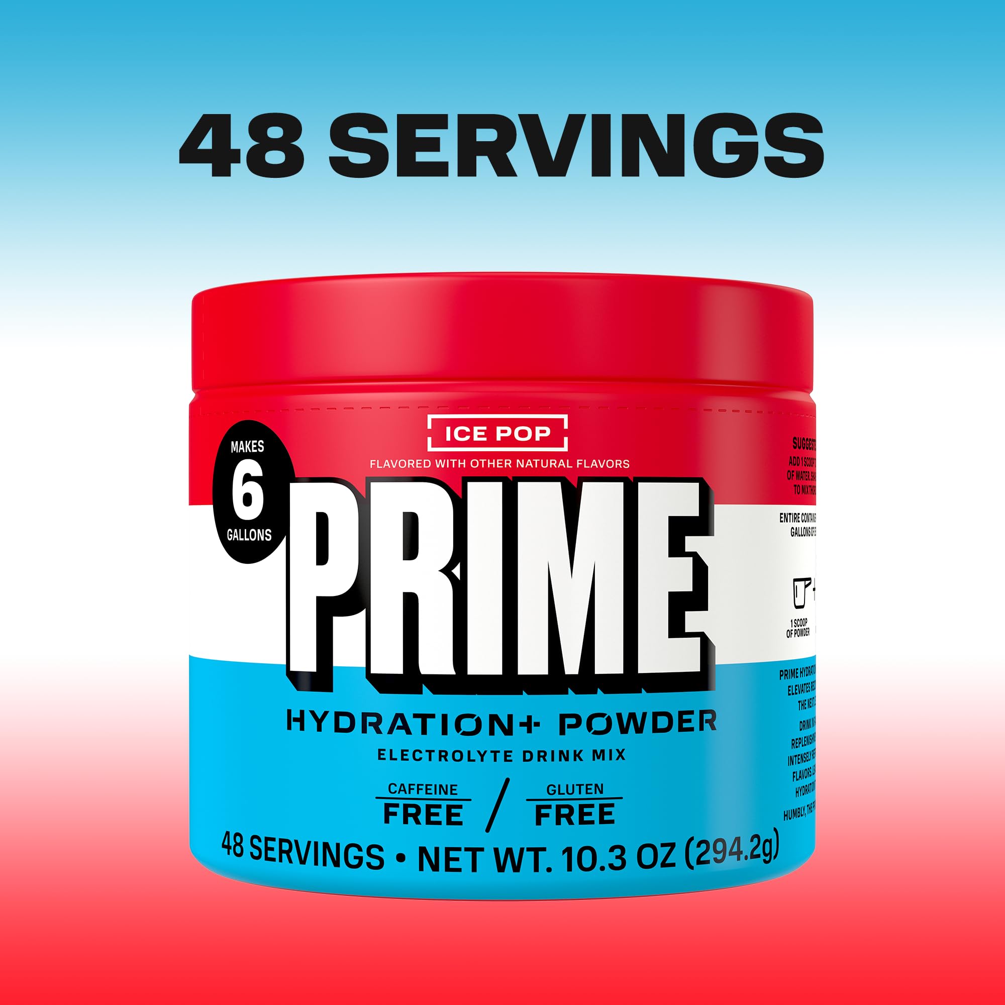 PRIME HYDRATION+ Electrolyte Powder, Ice Pop, Sugar Free Hydration Drink Mix with Potassium, Magnesium & B Vitamins to Replenish Fluids,