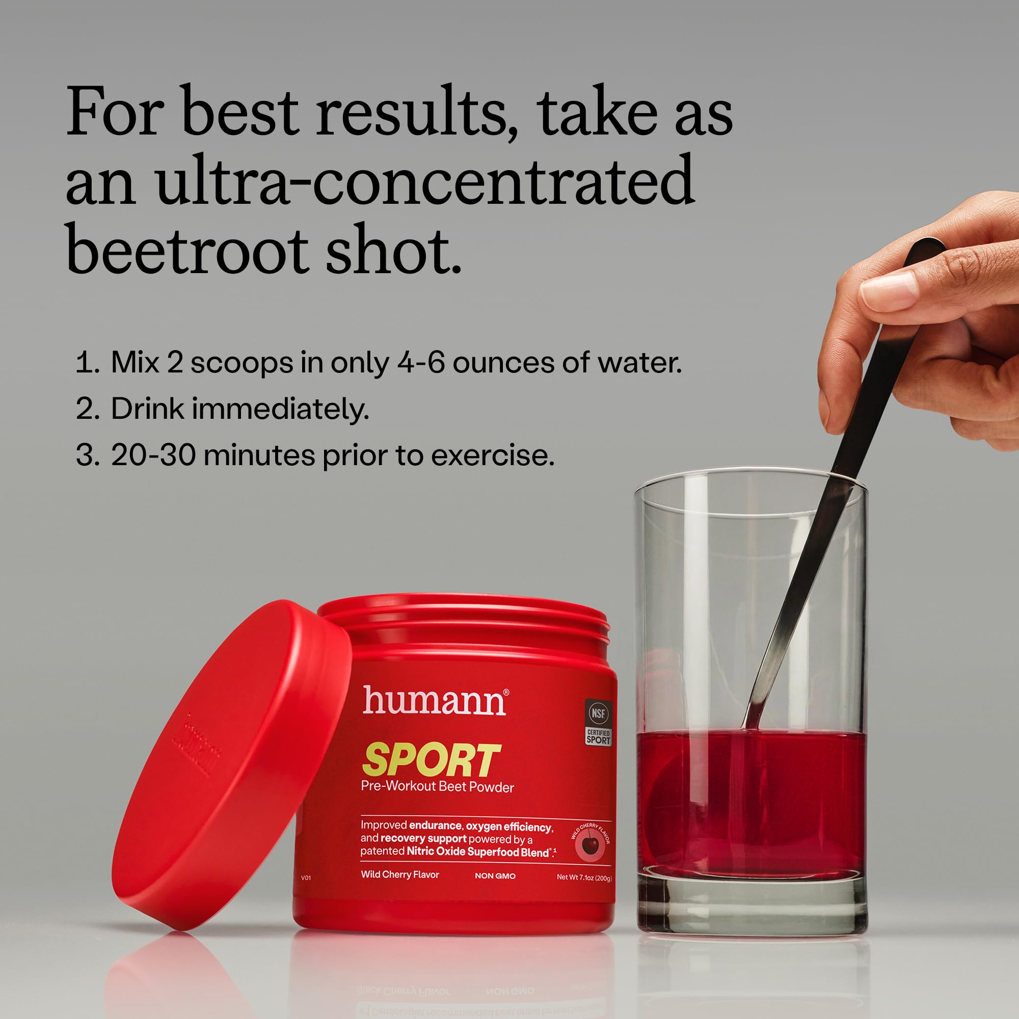 Humann SuperBeets Sport Endurance Pre Workout Powder, Nitric Oxide Supplement, NSF Certified, Stimulant & Caffeine Free, Made with Beet Root,