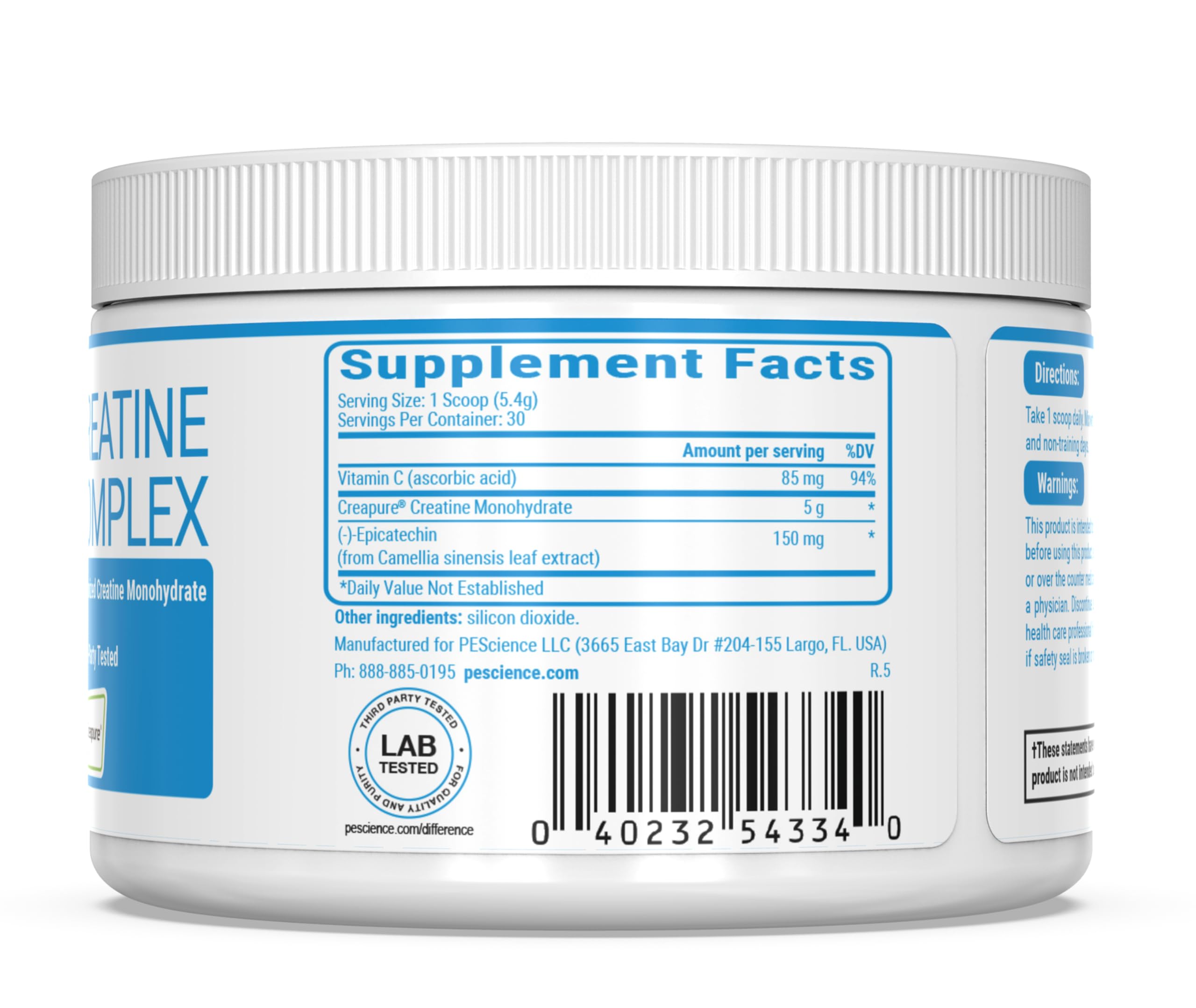 PEScience TruCreatine+ Creatine Monohydrate Powder Plus Epicatechin, Micronized Creapure Creatine for Women & Men, Supports Muscle Growth, Strength & Recovery, Cognition, 30 Servings, Unflavored PEScience Au supplements