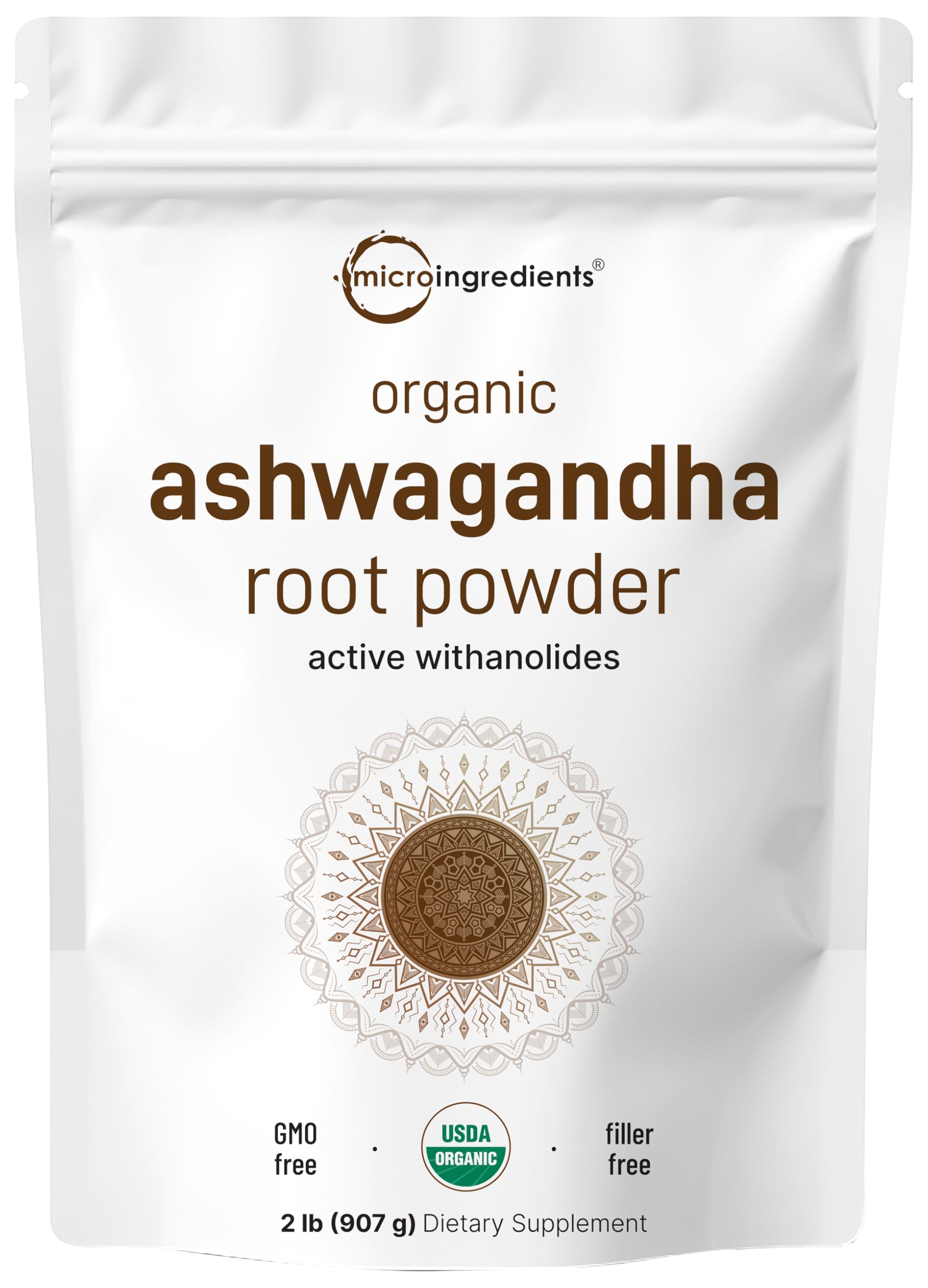 Micro Ingredients Organic Ashwagandha Root Powder | 2 Pound, No Filler, No Additives, Highly Purified | Active Withanolides, Adaptogenic Ayurvedic Herbal Supplements, Gluten Free, India Origin Micro Ingredients Au supplements