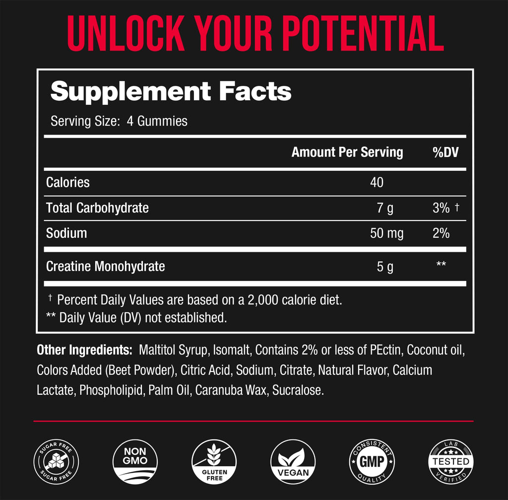 NutraChamps 120 Creatine Gummies for Men & Women - 5g Sugar Free Chewable Creatine Monohydrate Gummies - Supports Protein Synthesis, Muscle Recovery & Workout Performance NutraChamps Au supplements