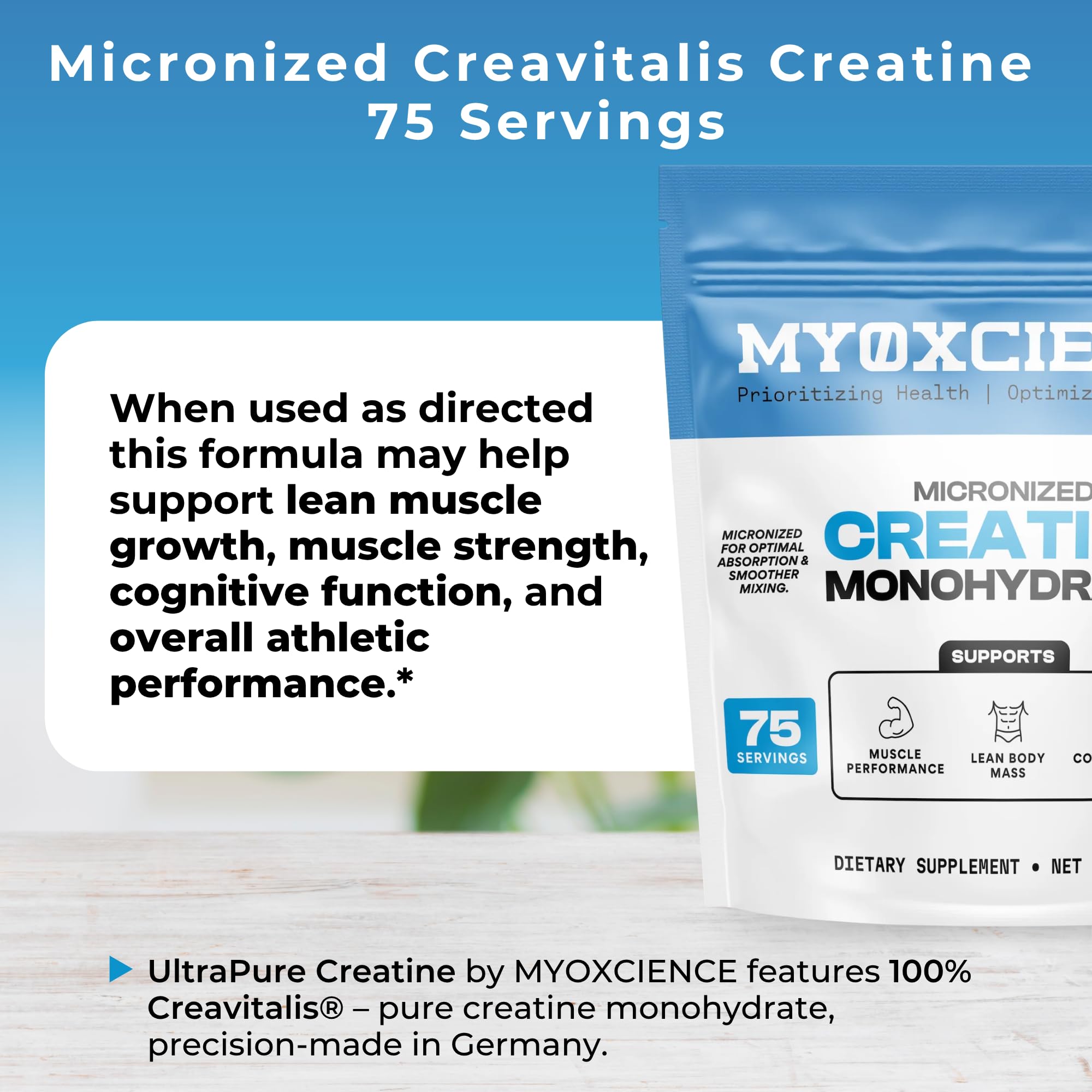 MYOXCIENCE Micronized Creavitalis Creatine | The World’s Purest Micronized Form of Creatine Monohydrate | Supports Muscle Performance
