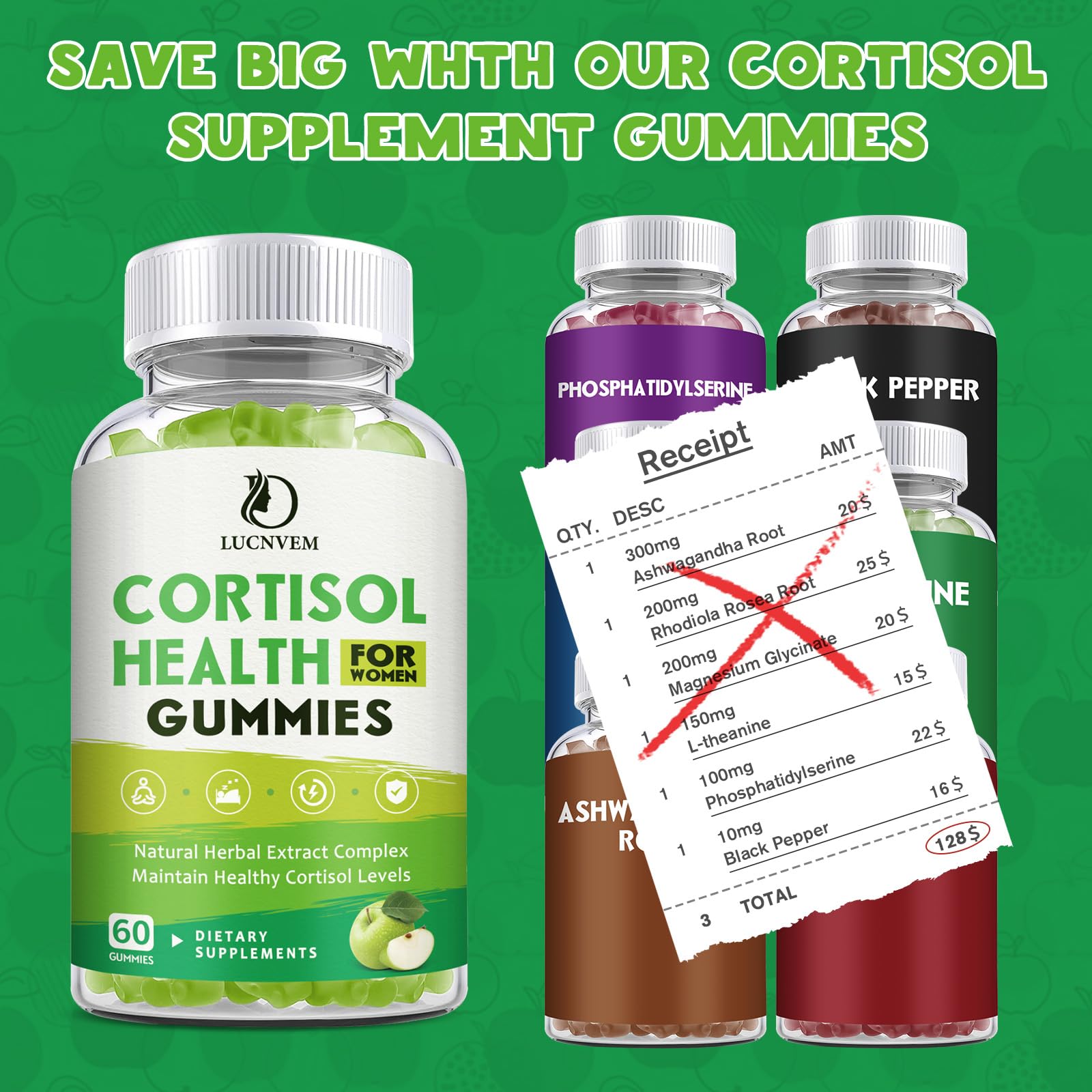 Cortisol Detox for Women Gummies, Cortisol Reducer Detox Manager, Magnesium Ashwagandha Rhodiola Rosea Herbal Complex for Mood/Focus & Sleep, Maintain Healthy Cortisol Levels - 30 Day Vegan Supply LUCNVEM Au supplements