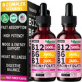 (2 Pack) Vitamin B12 and B6 Liquid Drops, B12 Sublingual Vitamin B Complex - B 12 Vitamin 5000mcg - B12 Methylcobalamin for Energy, Brain, and Heart Support