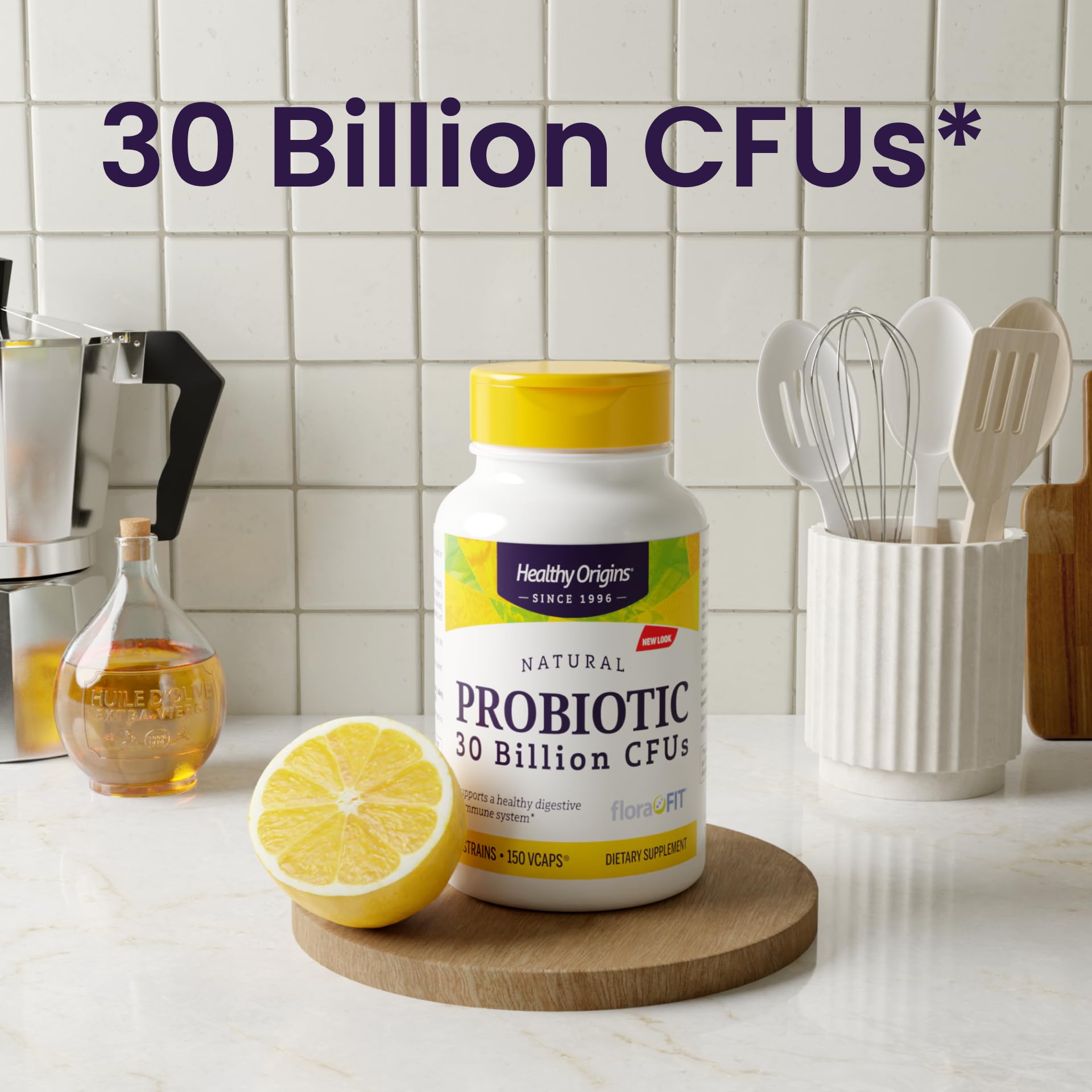 Healthy Origins Probiotic 30 Billion CFU's (Shelf Stable, Non-GMO, Gluten Free, Digestive Health, Gut Health, Immune Support), 150 Veggie Caps