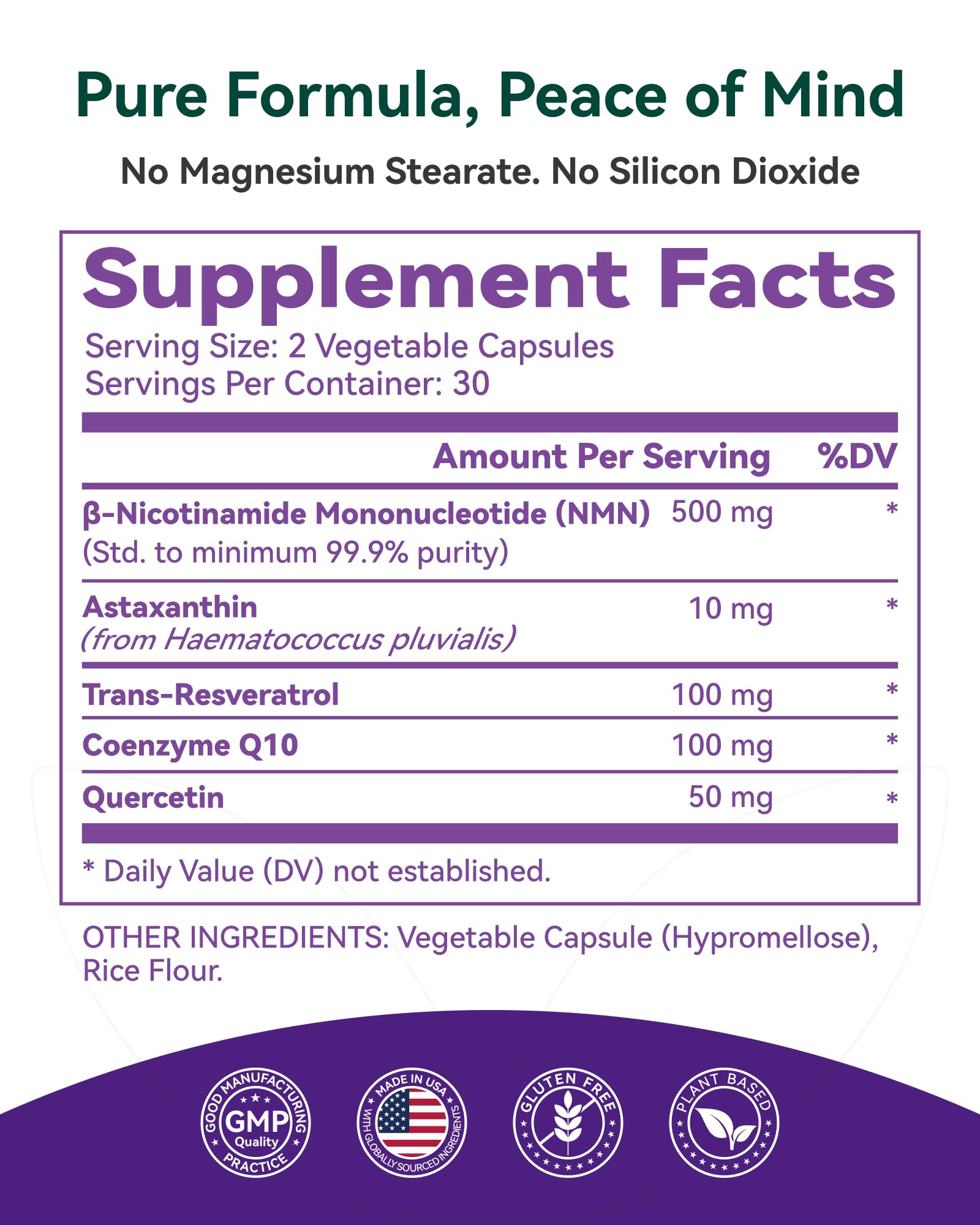 Inner Brightness NMN Supplement 500mg, 99.9% High Purity, Supports NAD+ Levels & Cellular Energy, 5-in-1 Formula with Resveratrol & Astaxanthin, Non-GMO, Gluten-Free, 60 Capsules Inner Brightness Au supplements