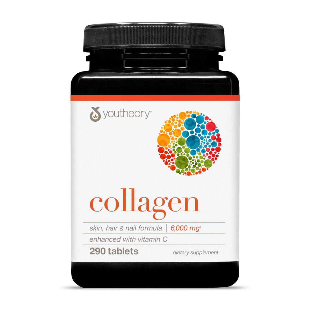 Youtheory Advanced Collagen - 6,000 mg Hydrolyzed Collagen Peptides - Includes Antioxidants & Contains Vitamin C - Hair Growth, Nails, Joint Health & Bone Support