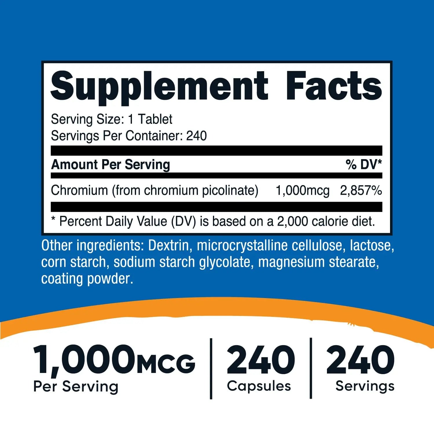 Nutricost Chromium 1000mcg, 240 Tablets - Gluten Free, Non-GMO Nutricost Au supplements