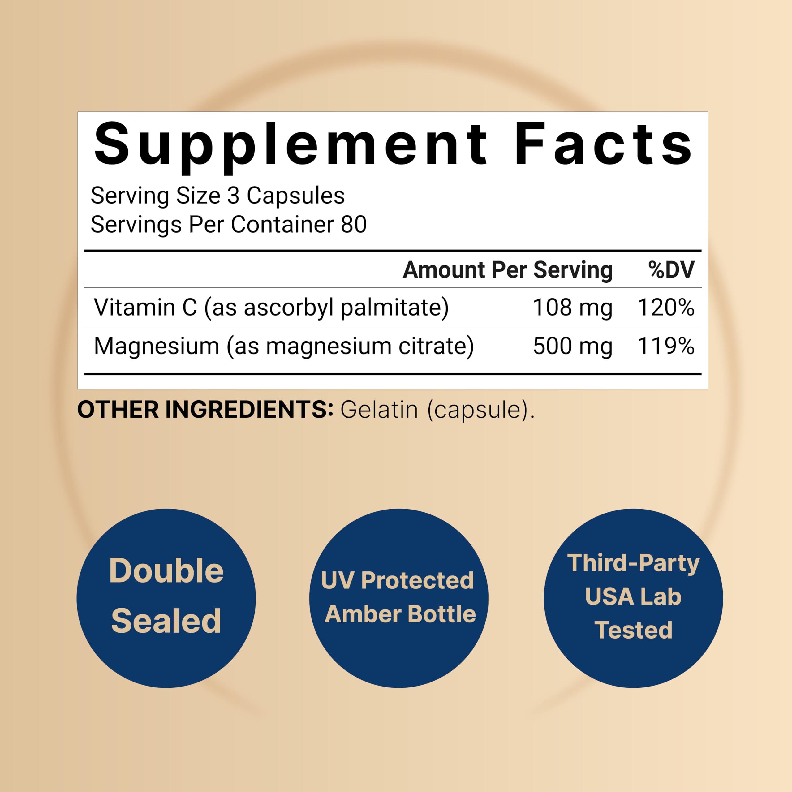 NatureBell Pure Magnesium Citrate 500mg per 3 Capsules Serving Size, 240 Capsules per Bottle