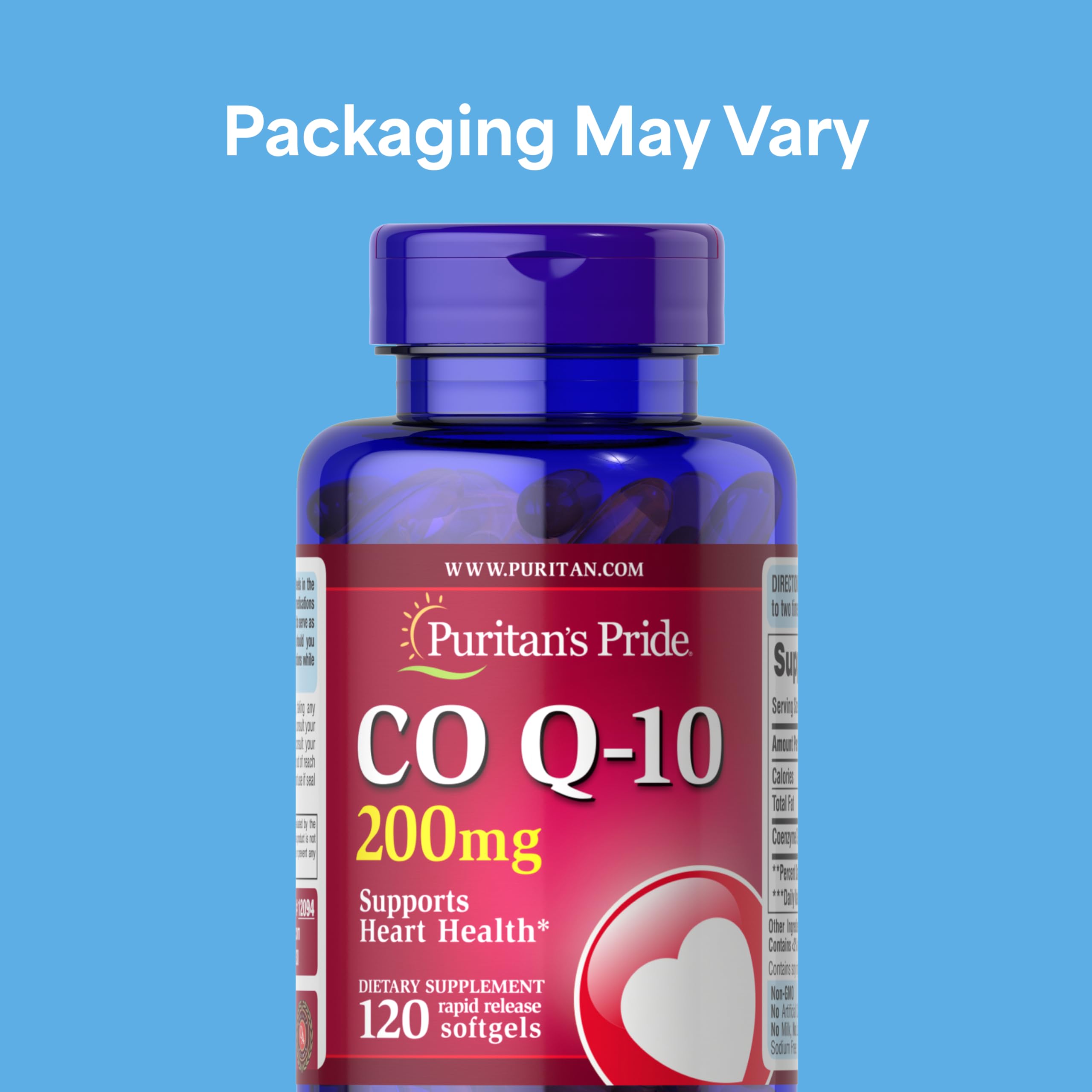 Puritan's Pride Coenzyme CoQ10 200mg, Dietary Supplement for Heart Health, Blood Pressure, Oral Gum Health, and Healthy Aging Support