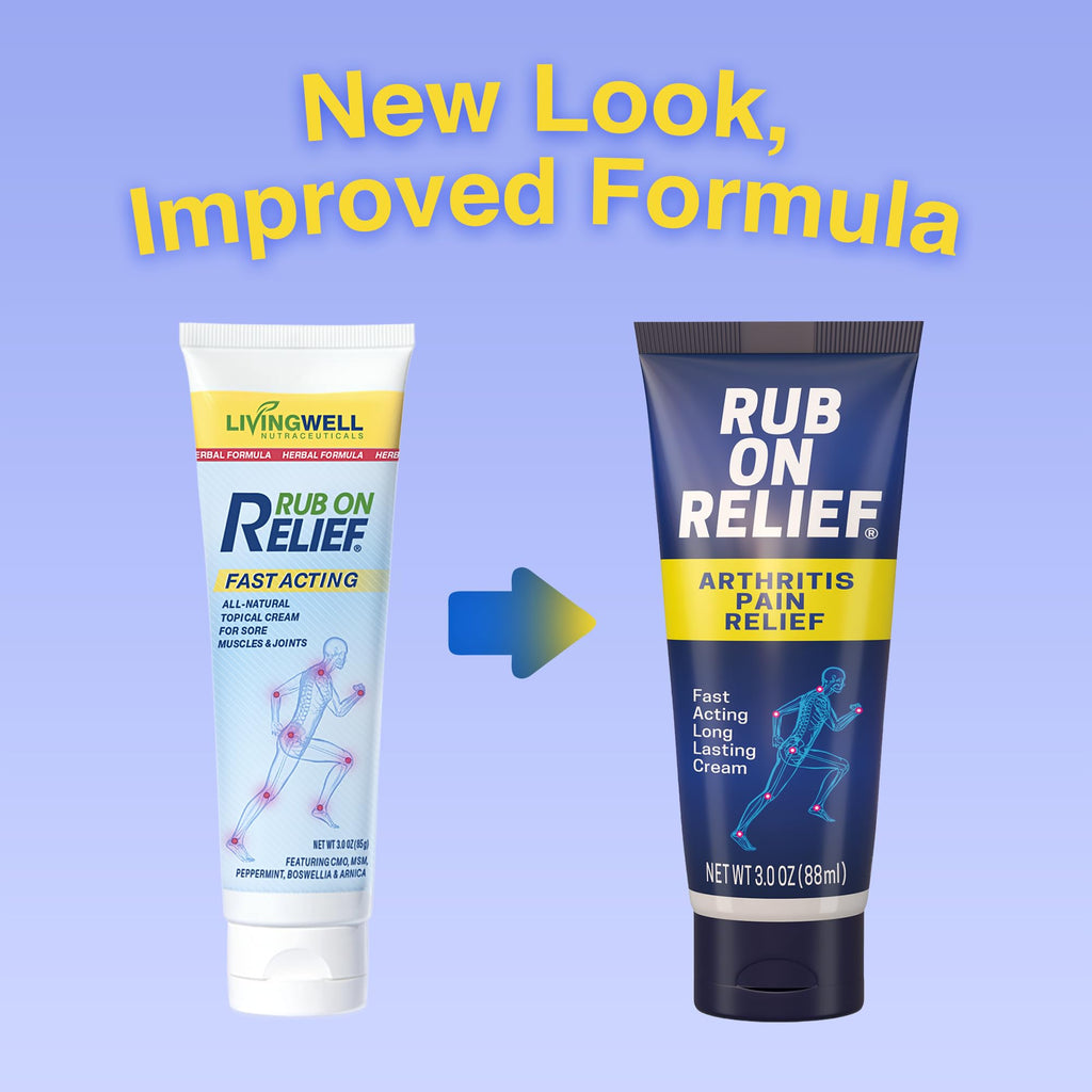 RUB ON RELIEF Arthritis Pain Relief Cream – 10-in-1 Non-Greasy Joints Pain Cream for Knees, Back, Neck, Hands, & Muscle Aches with Menthol, Camphor, Arnica, MSM & Turmeric Up to 8 Hours, 3oz (3 Pack) RUB ON RELIEF Au supplements