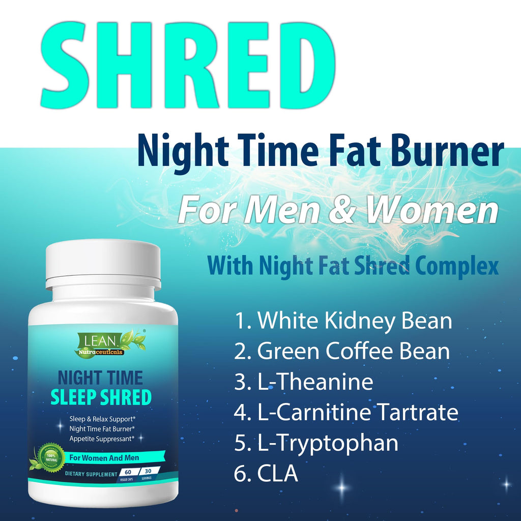 Night Time Sleep Shred Fast Fat Burner, Weight Loss Aid Pill, Appetite Suppressant Carb LEAN Nutraceuticals Au supplements
