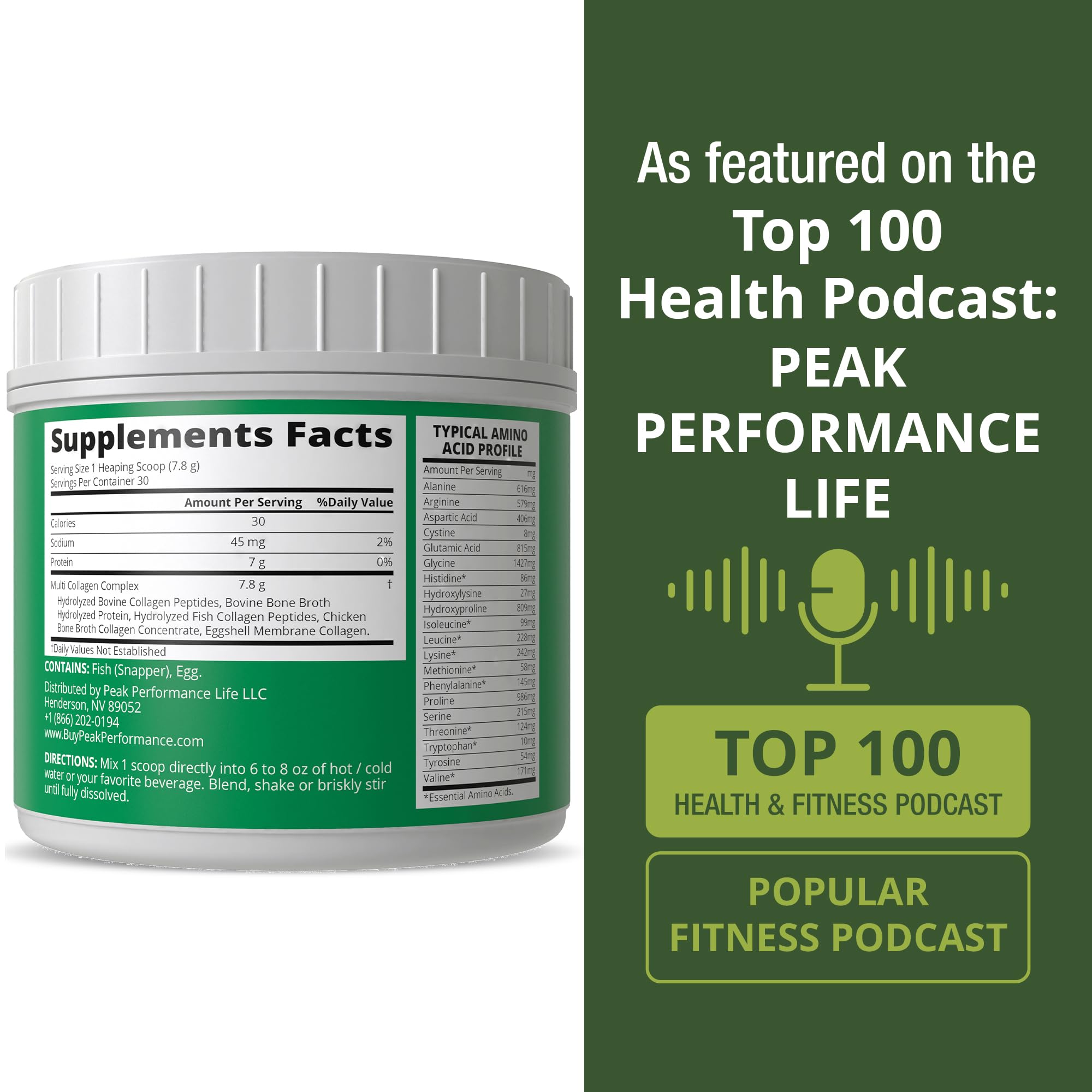 Peak Performance All 5 Multi-Collagen Protein Powder Peptides Multi-Collagen Contains All Types I, II, III,V, X. Keto, Paleo Friendly with Hydrolyzed Bovine, Marine, Chicken, Bone Broth Collagens Peak Performance Au supplements