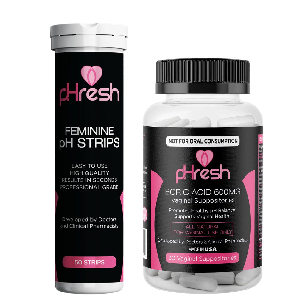 ACE NUTRITION pHresh Boric Acid Suppositories & Vaginal pH Test Strips Bundle ACE NUTRITION Au supplements