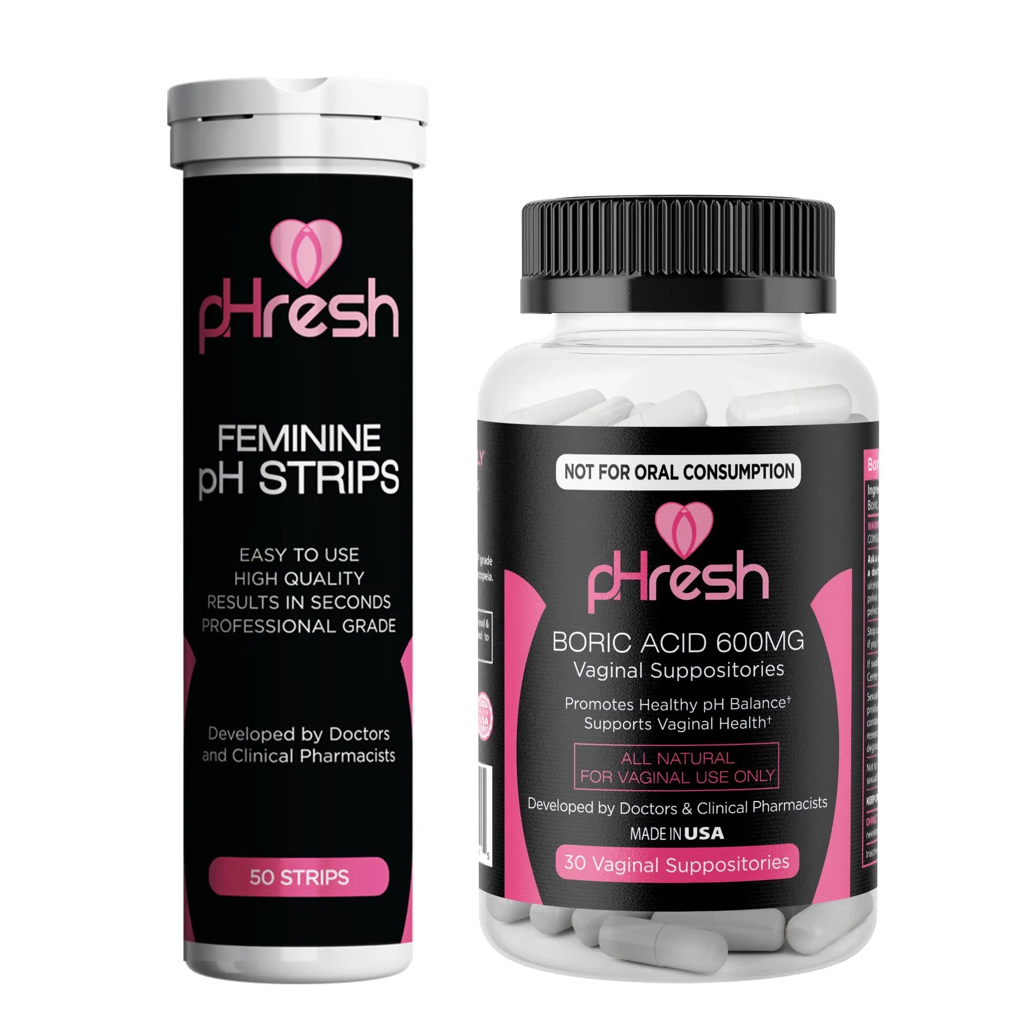 ACE NUTRITION pHresh Boric Acid Suppositories & Vaginal pH Test Strips Bundle ACE NUTRITION Au supplements