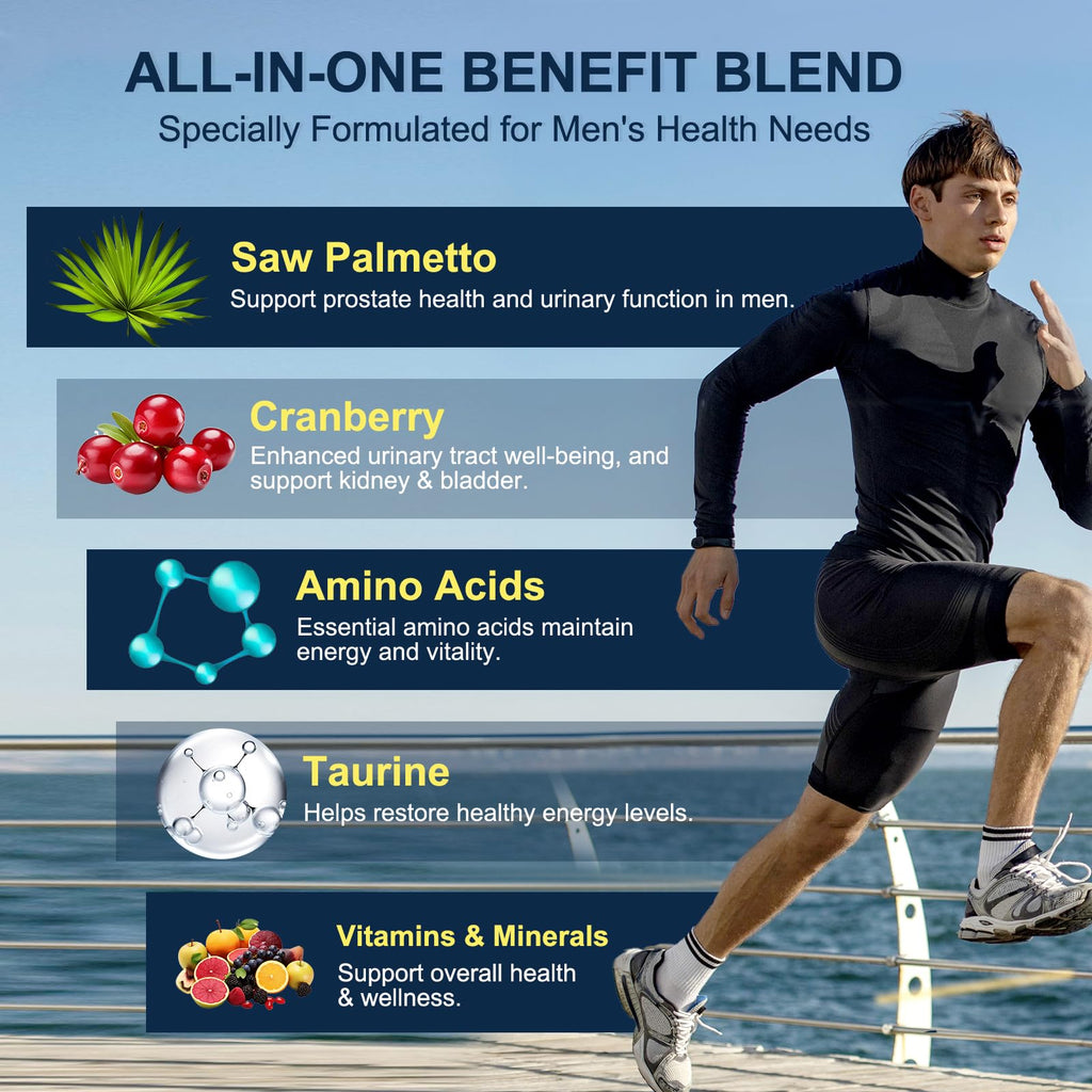 Probiotics for Men Digestive Health, 120 Billion CFUs Mens Probiotic with Digestive Enzymes & Prebiotics & Saw Palmetto & Cranberry for Gut, Prostate & Urinary