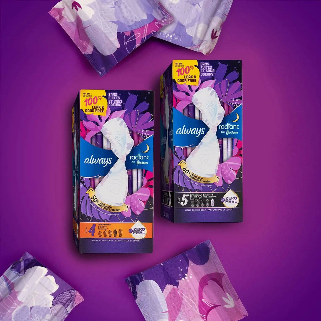 Always Radiant Feminine Pads for Women, Size 4 Overnight Pads Always Au supplements