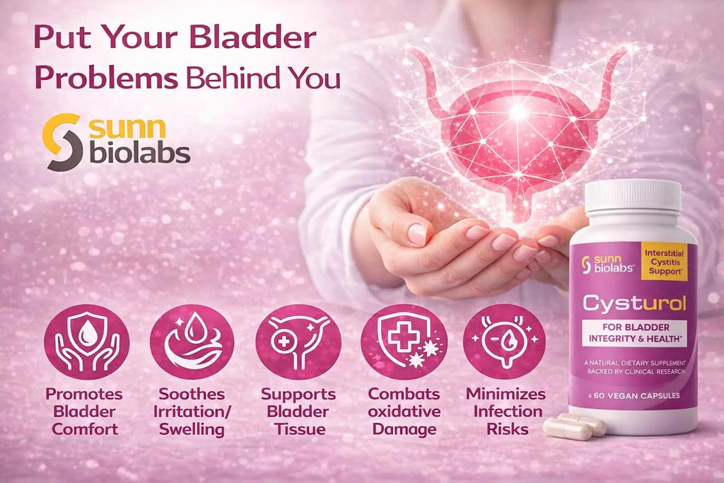 CYSTUROL® Bladder Support Supplement | Interstitial Cystitis (IC) | Bladder Pain | Urinary Tract Health | Clinically Studied Formula for Bladder Inflammation, UTI, Mast Cell Support & Urinary Urgency SUNN BIOLABS Au supplements