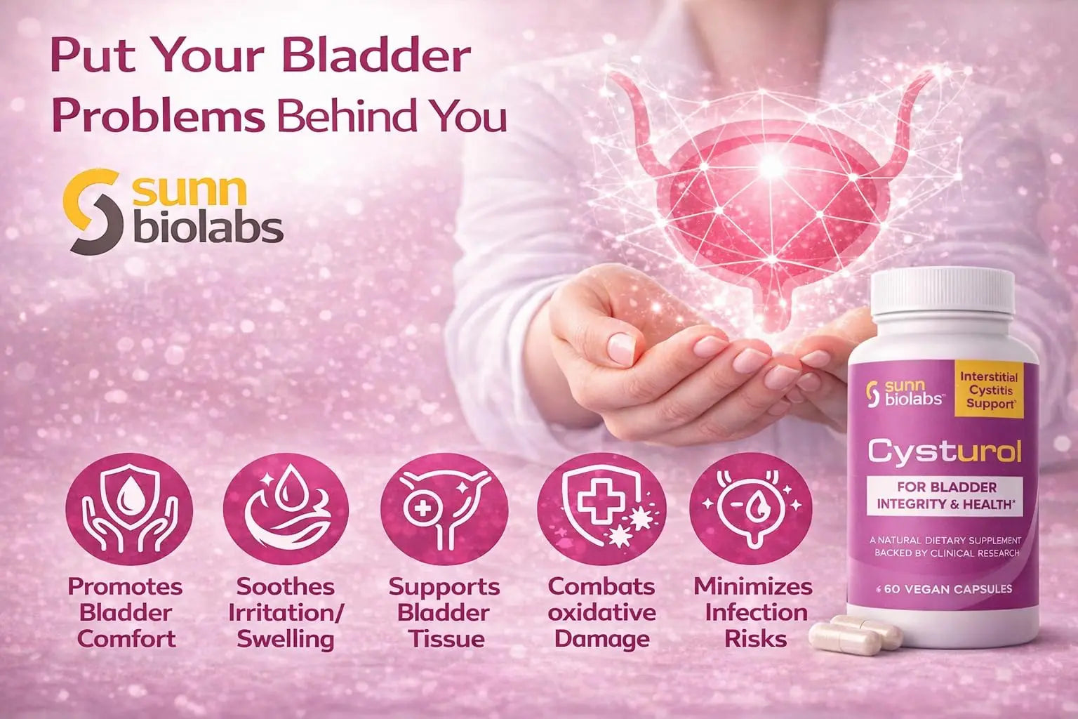CYSTUROL® Bladder Support Supplement | Interstitial Cystitis (IC) | Bladder Pain | Urinary Tract Health | Clinically Studied Formula for Bladder Inflammation, UTI, Mast Cell Support & Urinary Urgency SUNN BIOLABS Au supplements