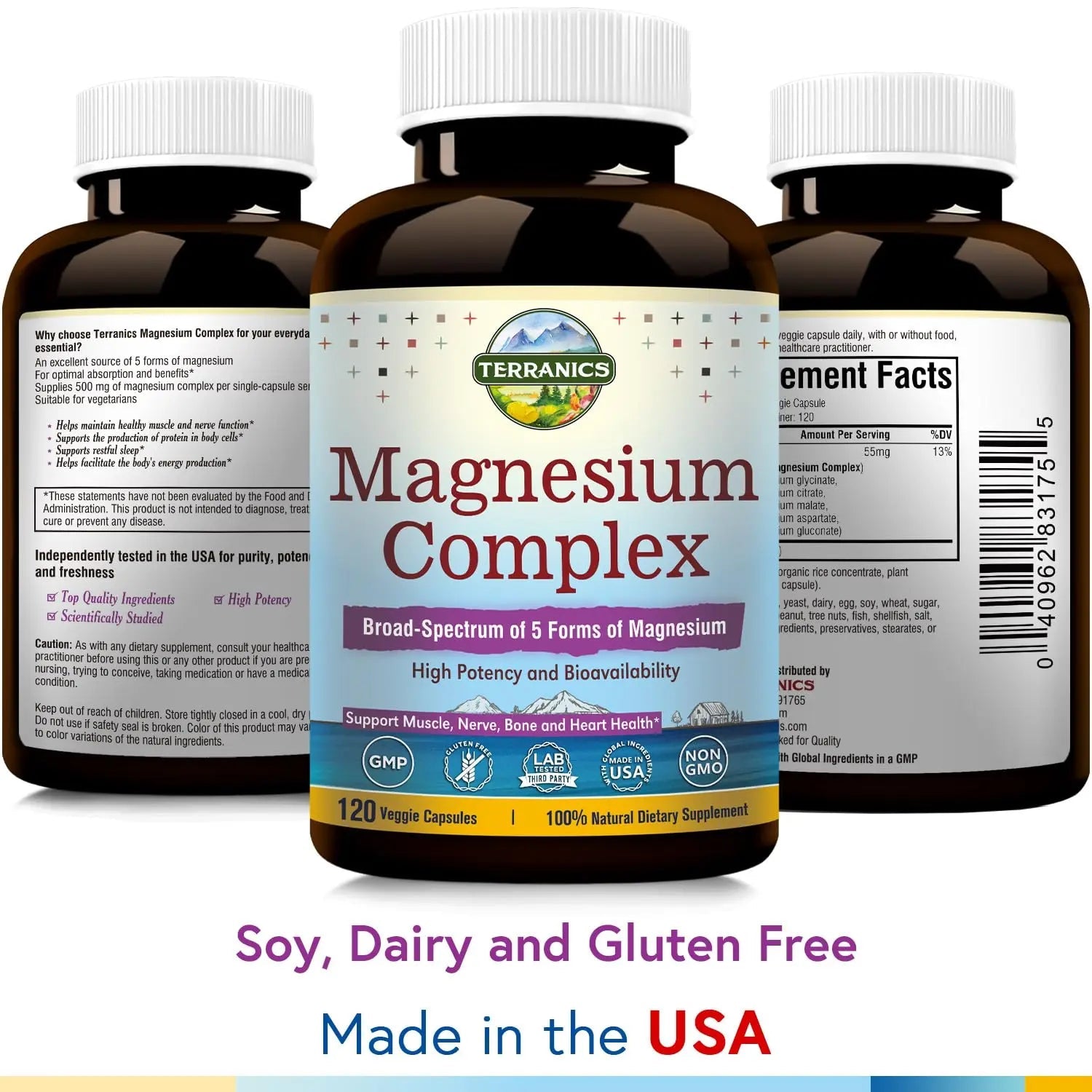 Terranics Magnesium Complex, Total 240 Capsules, Max Absorption, Glycinate, Citrate Terranics Au supplements
