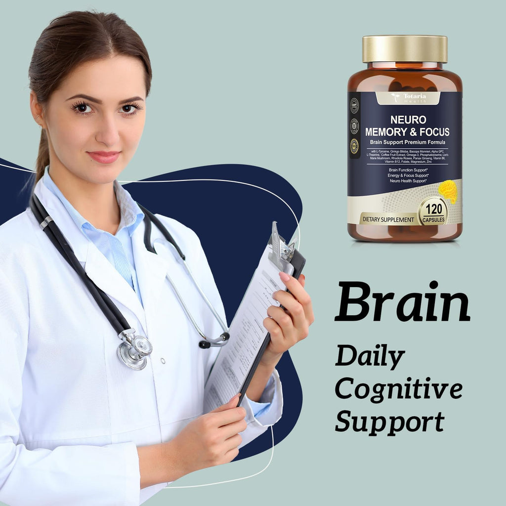 Totaria C-ognitive with Caffeine Pills, L-Tyrosine, Alpha GPC, Ginkgo Biloba, Bacopa Monnieri Brain Supplement for Memory and Focus, Brain Nootropic Support - Non-GMO, Gluten Free (2 Packs) Totaria Au supplements