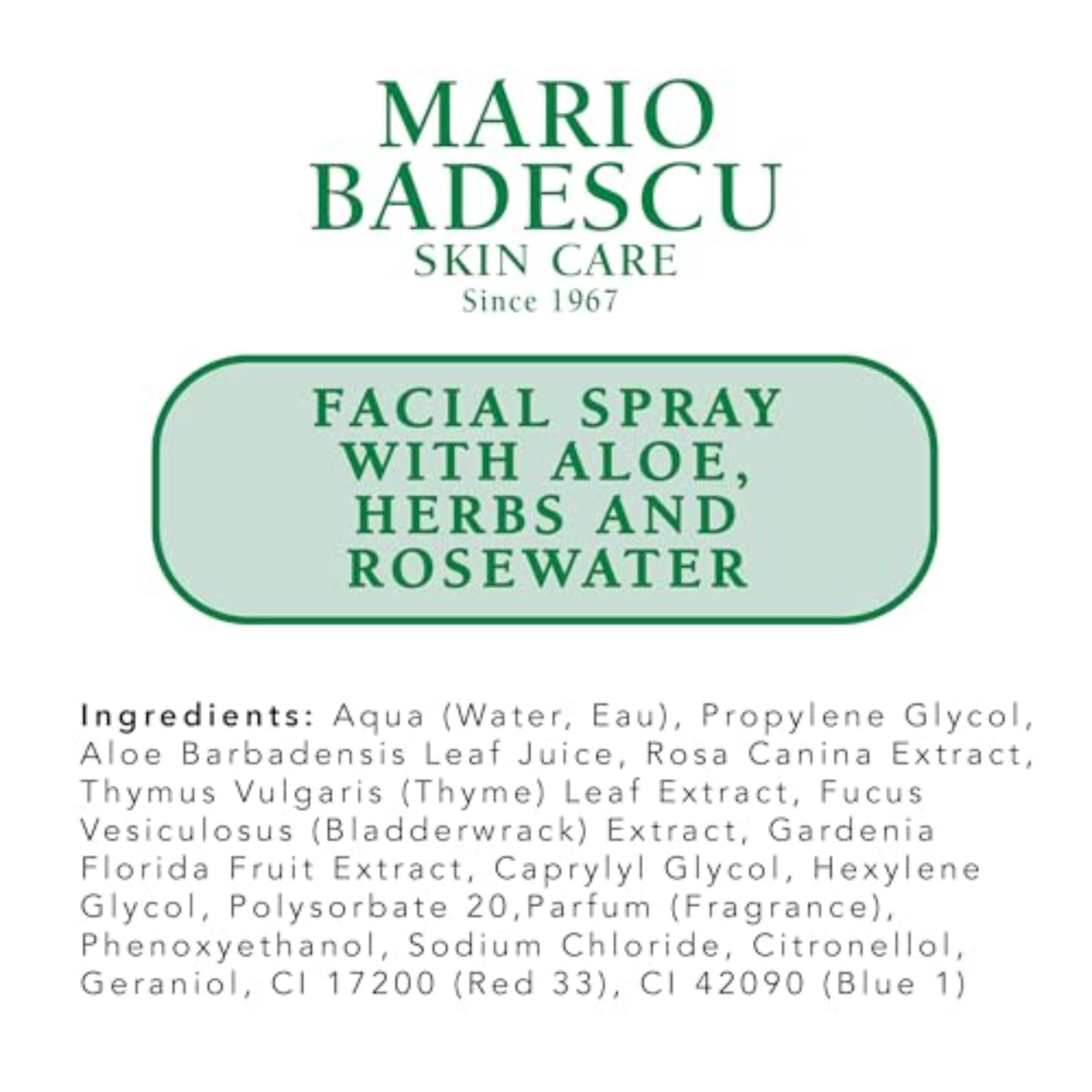 Mario Badescu Facial Spray with Aloe, Herbs and Rose Water for All Skin Types, Face Mist that Hydrates