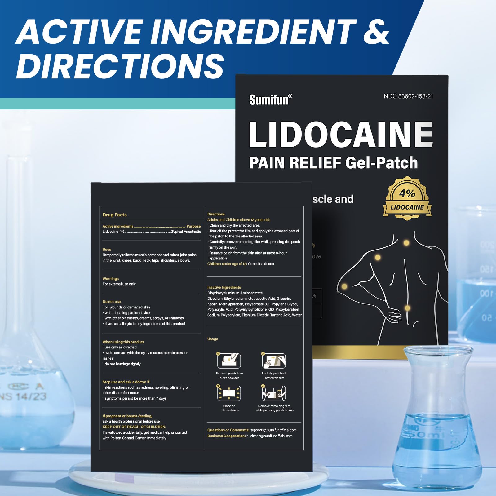 Sumifun 4% Lidocaine Patches,Maximum Strength Pain Relieving Patch Back, Shoulder, Joints, Knee Pain Relief and Muscle Soreness - 8 Hour Pain Relief (21 Count(Pack of 1)) Sumifun Au supplements