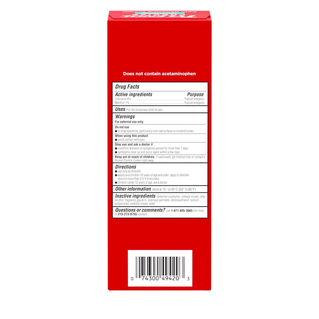 Tylenol Precise Cooling Cream, Strong Pain Relief with Fast-Acting Sensation, 4% Lidocaine, 1% Menthol, Maximum OTC Strength Relief for Back, Muscle & Joint, Numbing Cream Rollerball Applicator, 4 oz Tylenol Au supplements