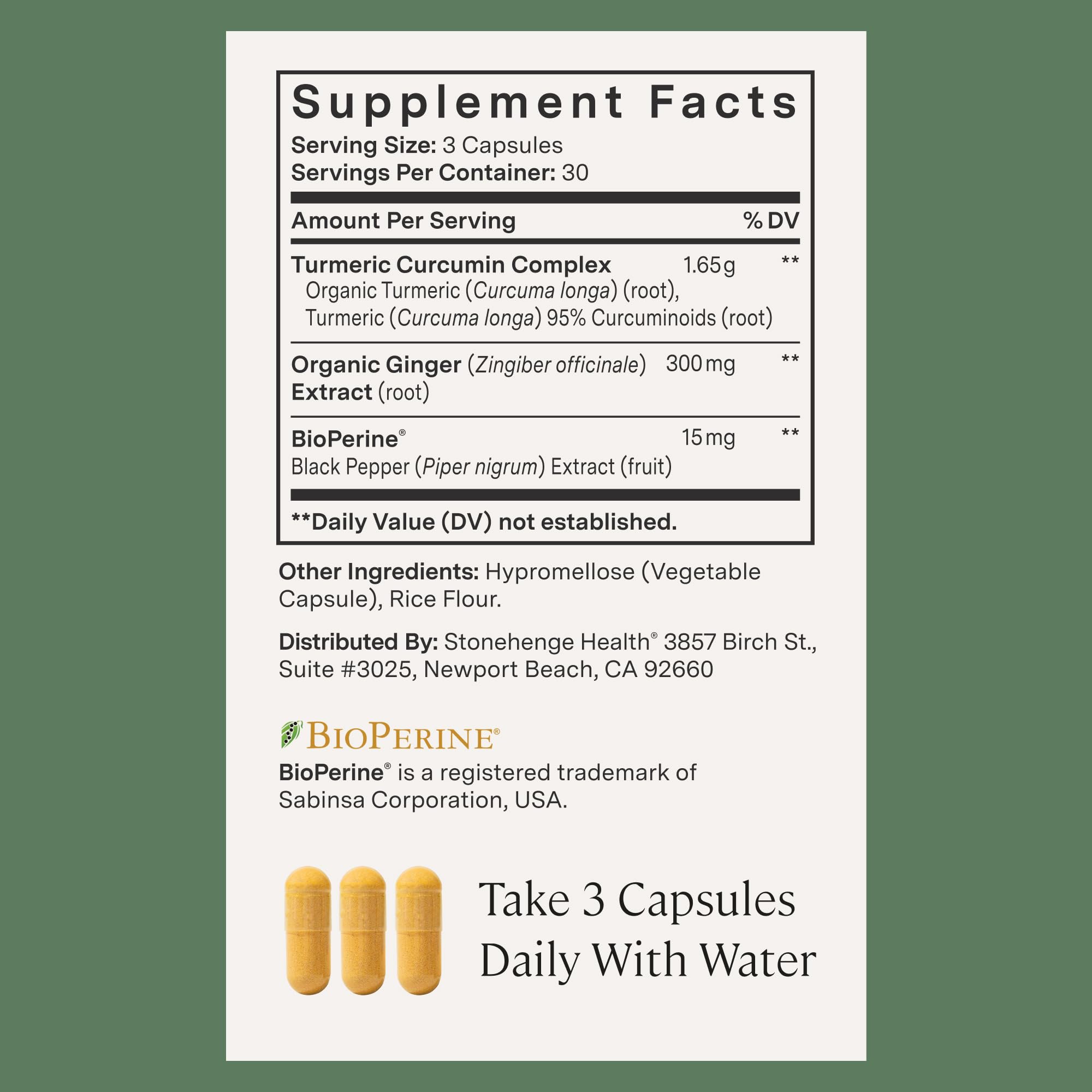 Stonehenge Health Dynamic Turmeric Curcumin with Ginger - High Potency - 1,650 mg Turmeric with 95% Curcuminoids & BioPerine, 90 Vegetarian Capsules Stonehenge Health Au supplements