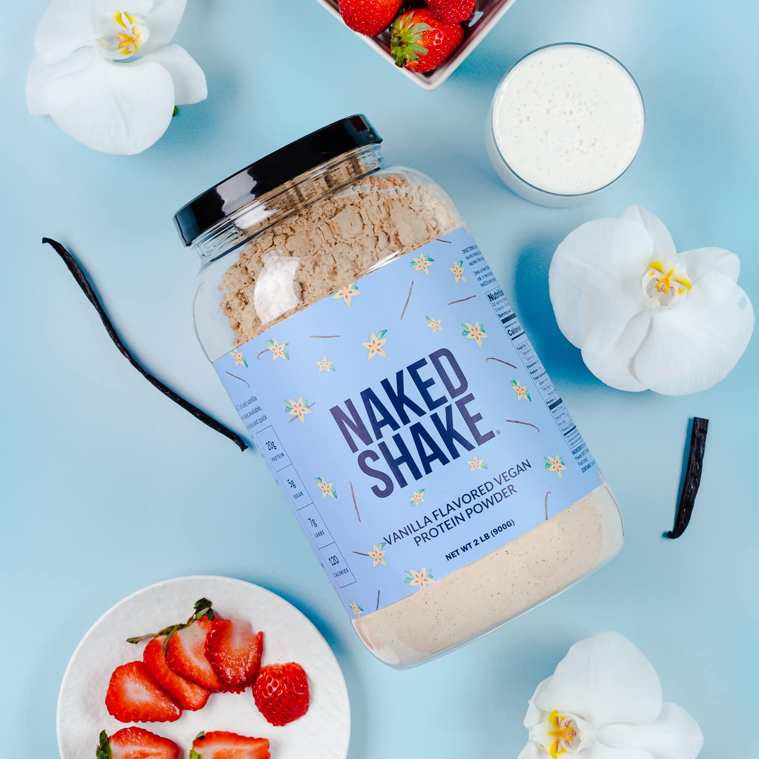 NAKED Shake - Vanilla Protein Powder - Plant Based Protein Shake with Mct Oil, NSF Certified, Gluten-Free, Soy-Free, No Gmos Or Artificial Sweeteners - 30 Servings