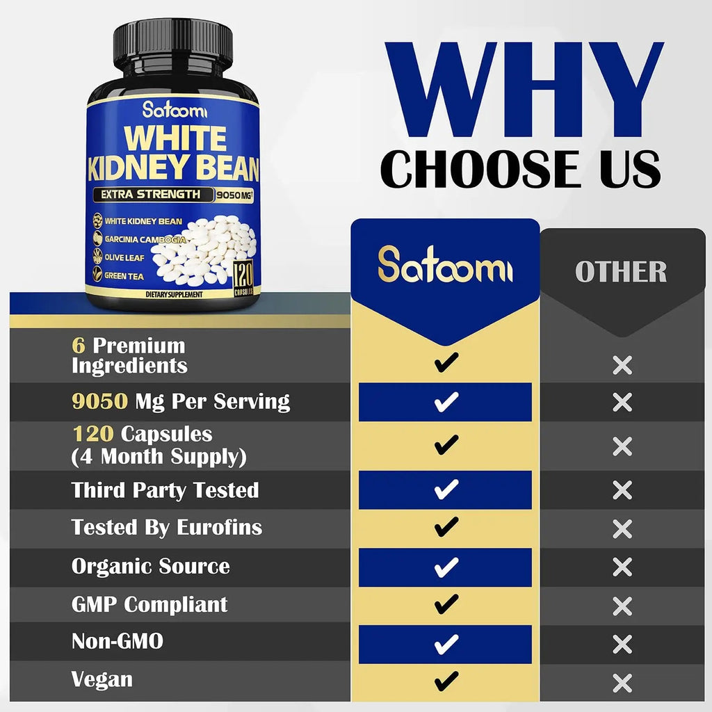 6in1 White Kidney Bean Extract Capsules 9050 Mg - with Garcinia Cambogia, Olive Leaf Satoomi Au supplements