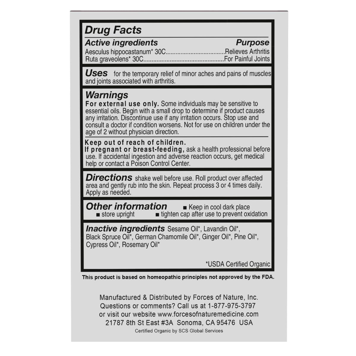 Forces of Nature -Natural, Organic Joint Pain Relief (4ml) Non GMO, No Harmful Chemicals -Alleviate Stiffness, Inflammation from Arthritis, Rheumatoid and Osteoarthritis, Increase Circulation Forces of Nature Au supplements