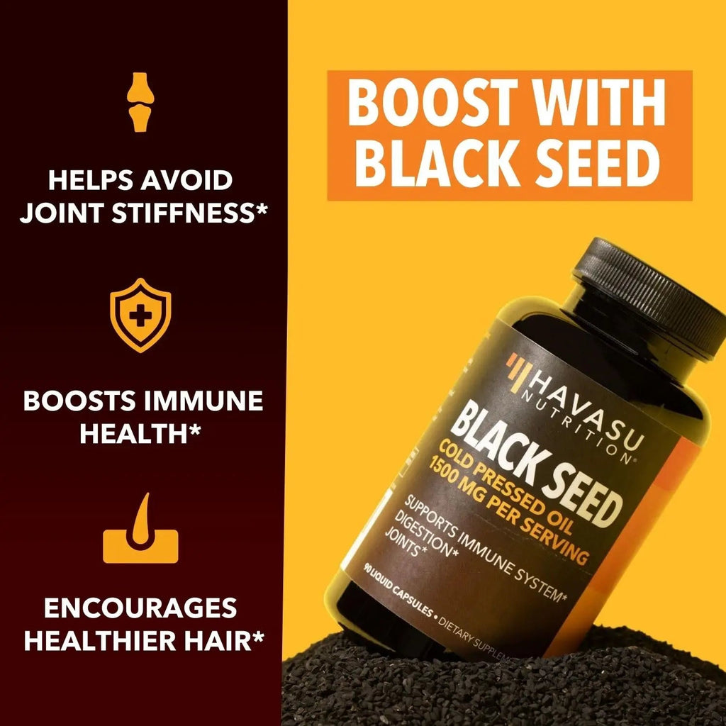 Black Seed Oil Nigella Sativa Cold-Pressed Capsules | 1500mg Black Cumin Seed Oil HAVASU NUTRITION Au supplements