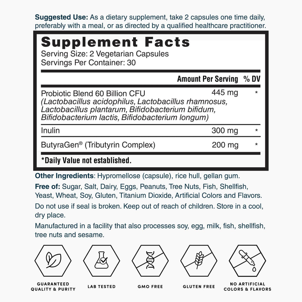 Nature's Lab Gold ProTotal - 60 Billion CFU Probiotic, Prebiotic, Postbiotic, Synbiotic - with Butyragen (Direct Butyrate Generator) 60 Ct Nature's Lab Au supplements