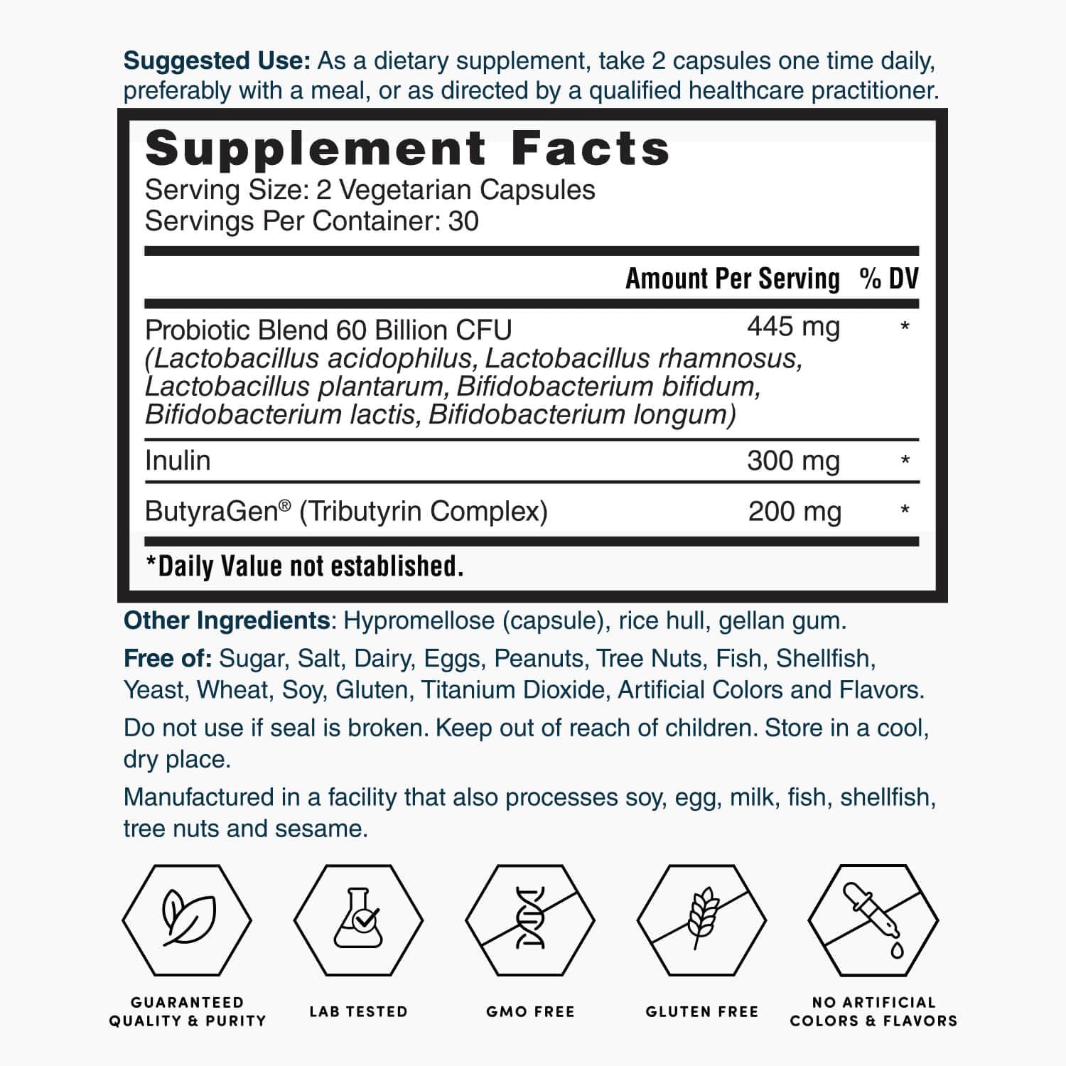 Nature's Lab Gold ProTotal - 60 Billion CFU Probiotic, Prebiotic, Postbiotic, Synbiotic - with Butyragen (Direct Butyrate Generator) 60 Ct Nature's Lab Au supplements