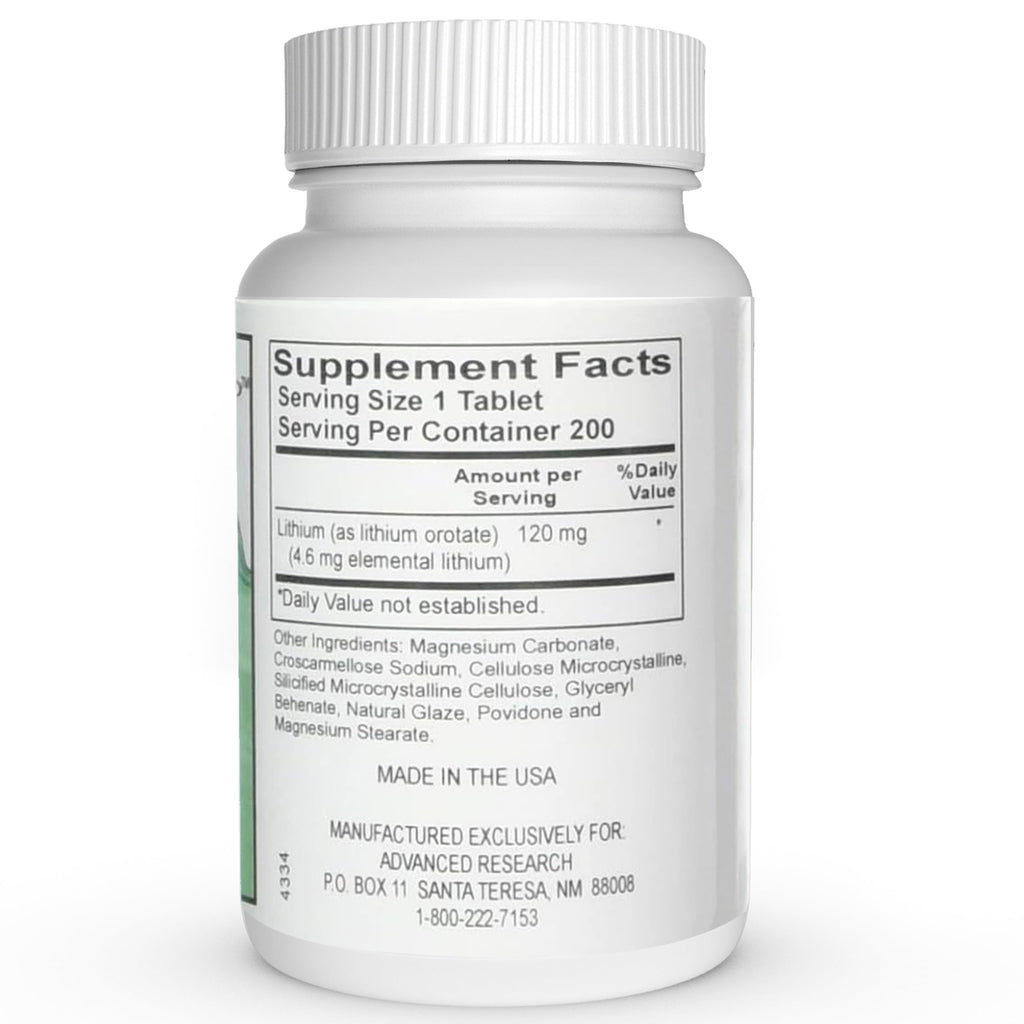 NCI Advanced Research Dr. Hans Nieper Lithium Orotate 5mg, 200 Count, Lab Tested, Non-GMO, Gluten Free, Vegan Friendly